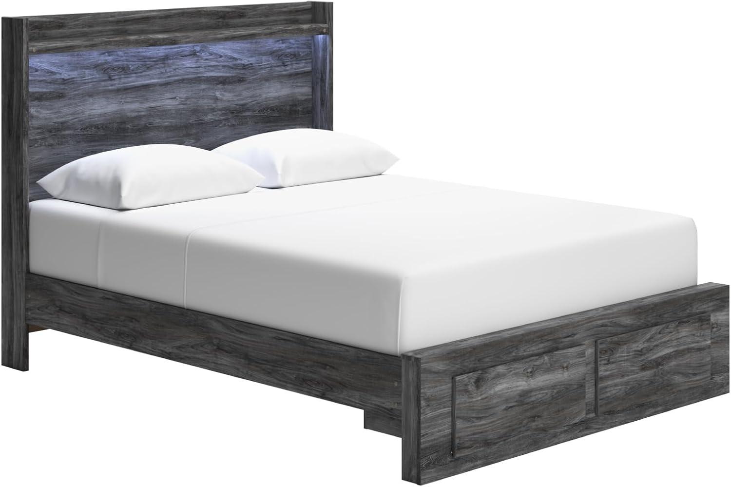 imageSignature Design by Ashley Baystorm Casual Twin Panel Bed with LED Lights Foundation or Box Spring Needed GrayGrey