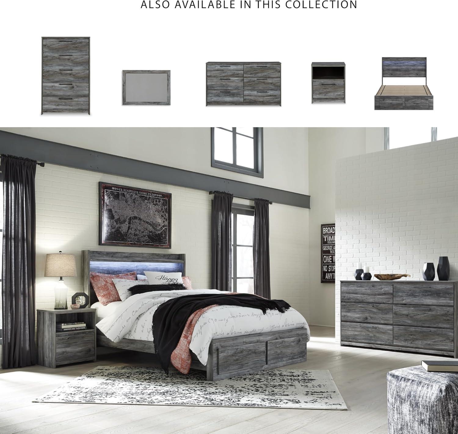 imageSignature Design by Ashley Baystorm Casual Twin Panel Bed with LED Lights Foundation or Box Spring Needed GrayGrey