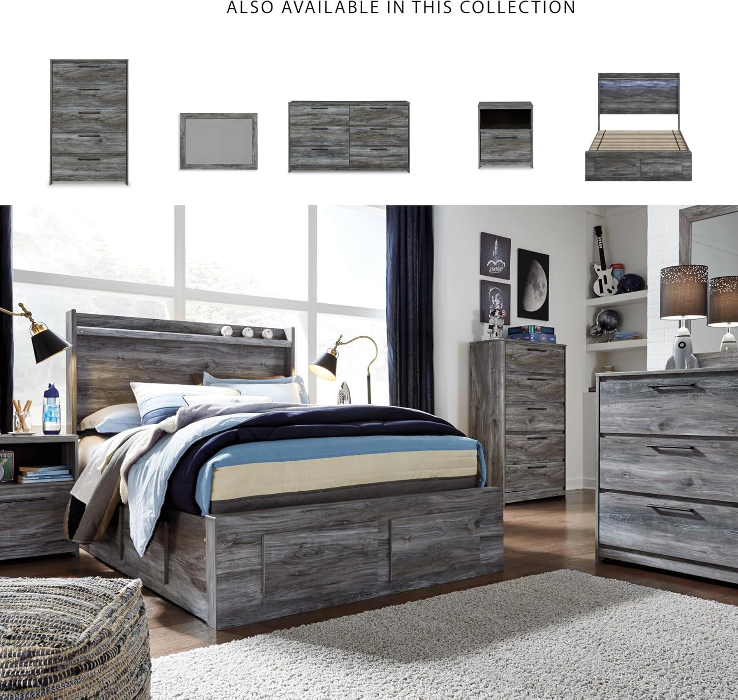 imageSignature Design by Ashley Baystorm Casual Twin Panel Bed with LED Lights Foundation or Box Spring Needed GrayGrey