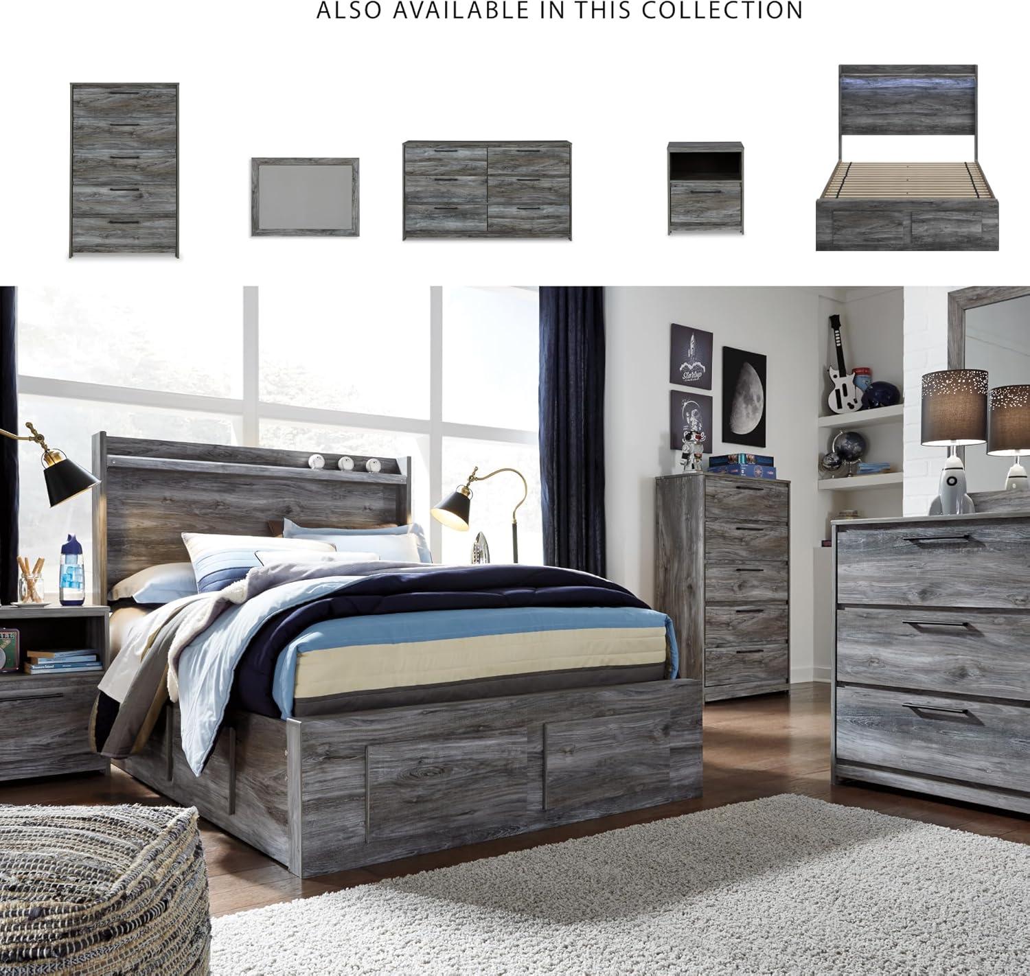 imageSignature Design by Ashley Baystorm Casual Twin Panel Bed with LED Lights Foundation or Box Spring Needed GrayGrey