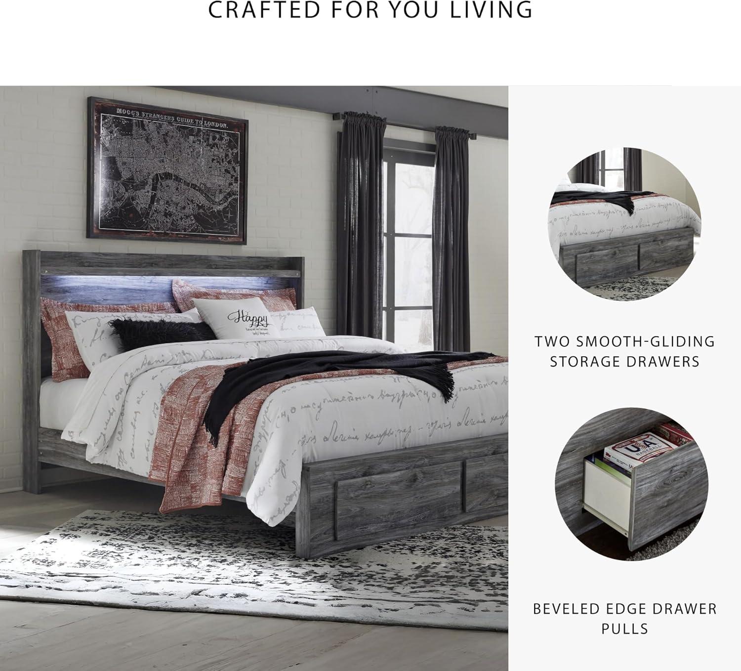 imageSignature Design by Ashley Baystorm Casual Twin Panel Bed with LED Lights Foundation or Box Spring Needed GrayGrey
