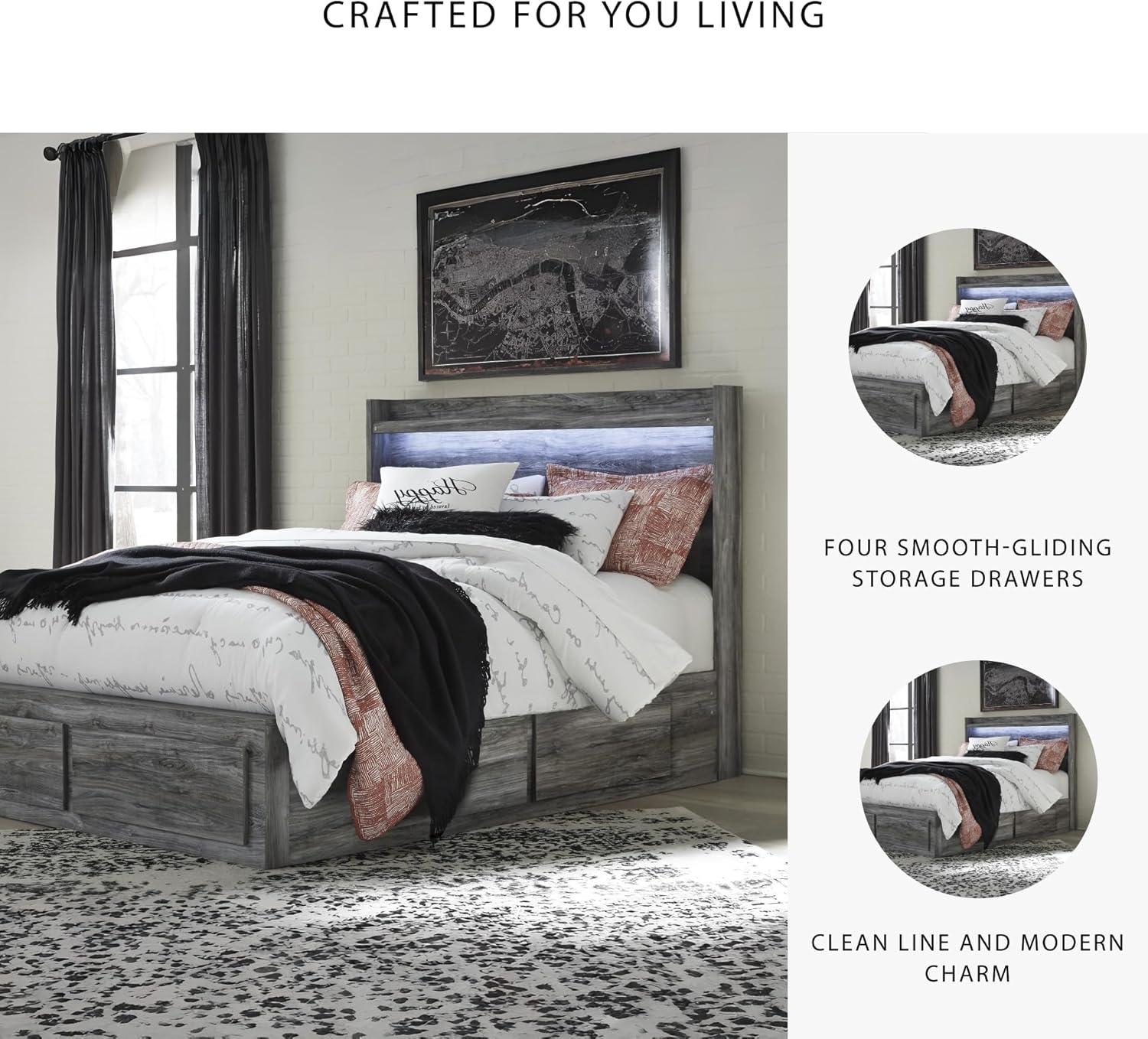 imageSignature Design by Ashley Baystorm Casual Twin Panel Bed with LED Lights Foundation or Box Spring Needed GrayGrey