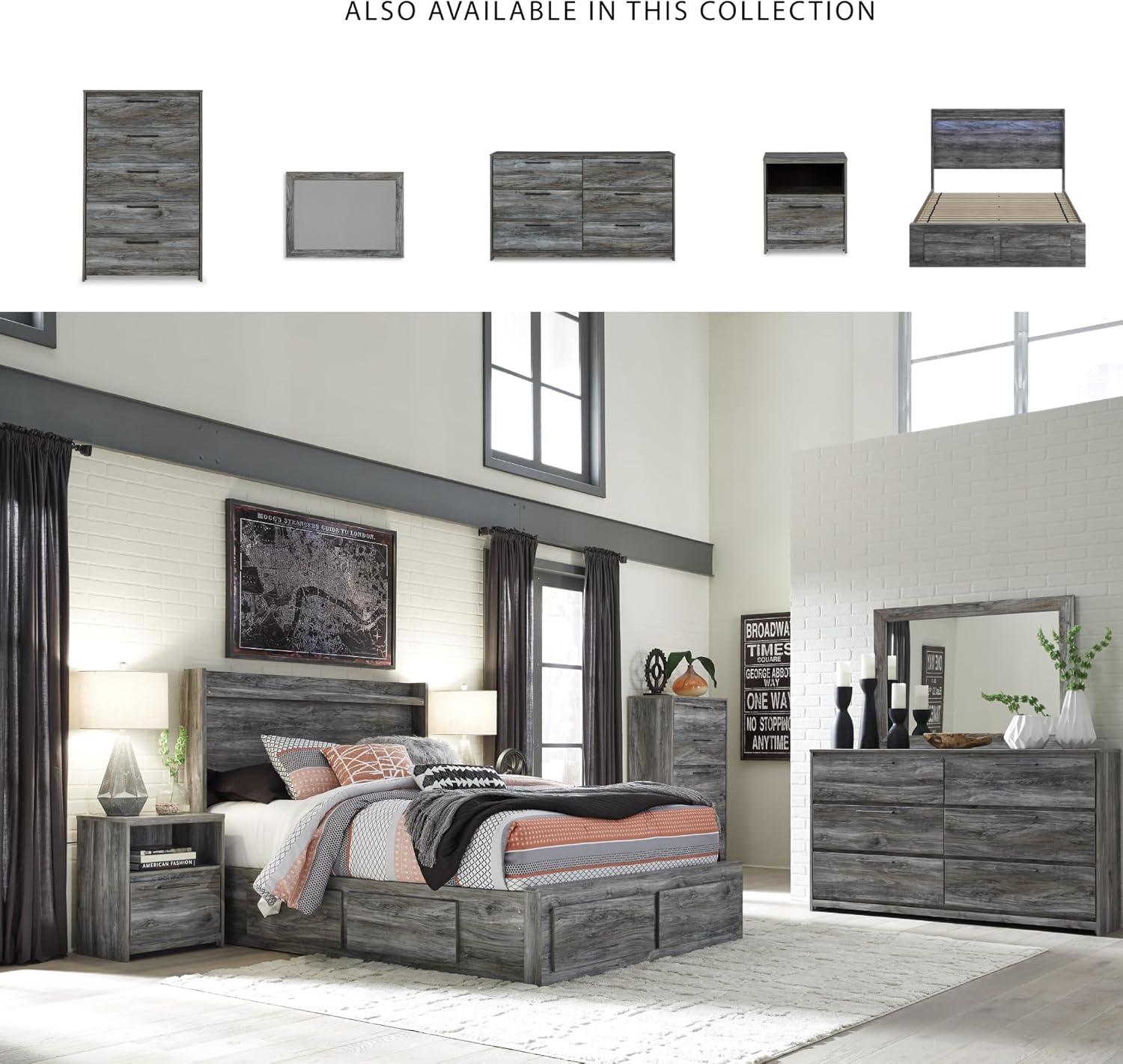 imageSignature Design by Ashley Baystorm Casual Twin Panel Bed with LED Lights Foundation or Box Spring Needed GrayGrey