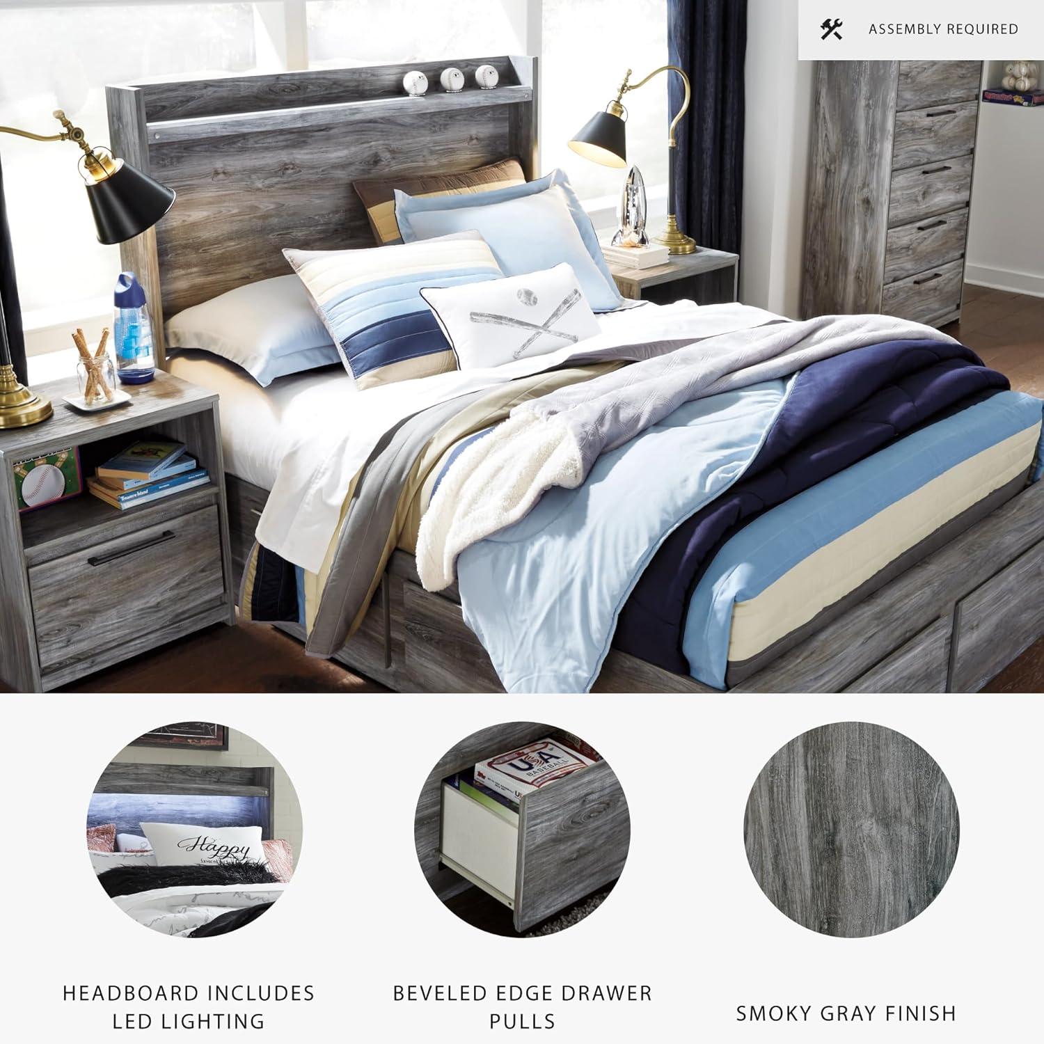 imageSignature Design by Ashley Baystorm Casual Twin Panel Bed with LED Lights Foundation or Box Spring Needed GrayGrey