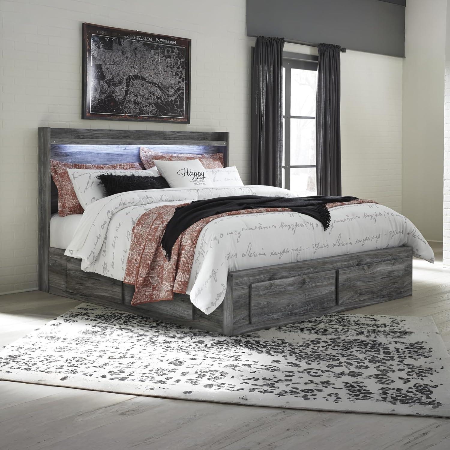 imageSignature Design by Ashley Baystorm Casual Twin Panel Bed with LED Lights Foundation or Box Spring Needed GrayGrey