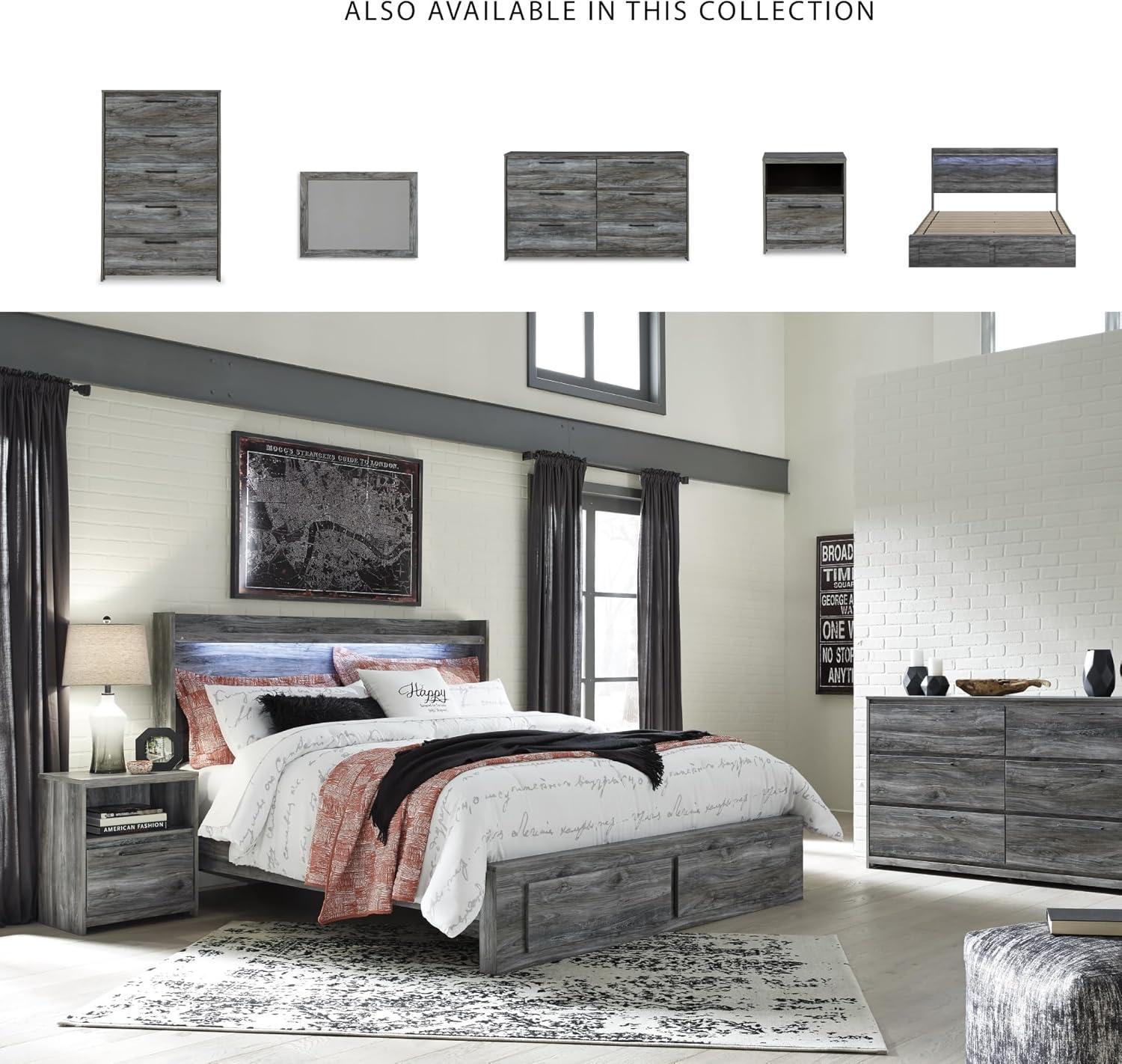 imageSignature Design by Ashley Baystorm Casual Twin Panel Bed with LED Lights Foundation or Box Spring Needed GrayGrey