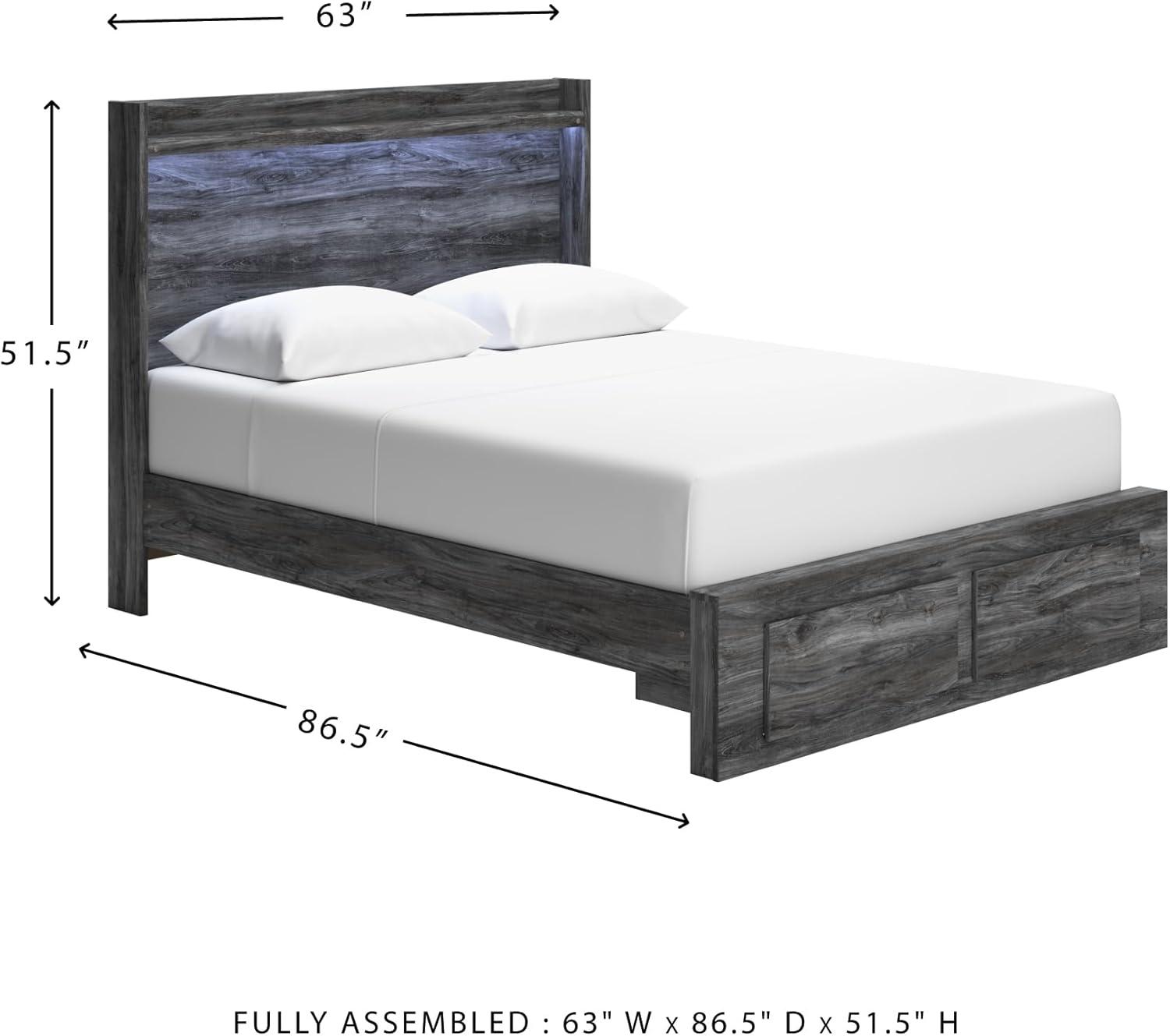 imageSignature Design by Ashley Baystorm Casual Twin Panel Bed with LED Lights Foundation or Box Spring Needed GrayGrey