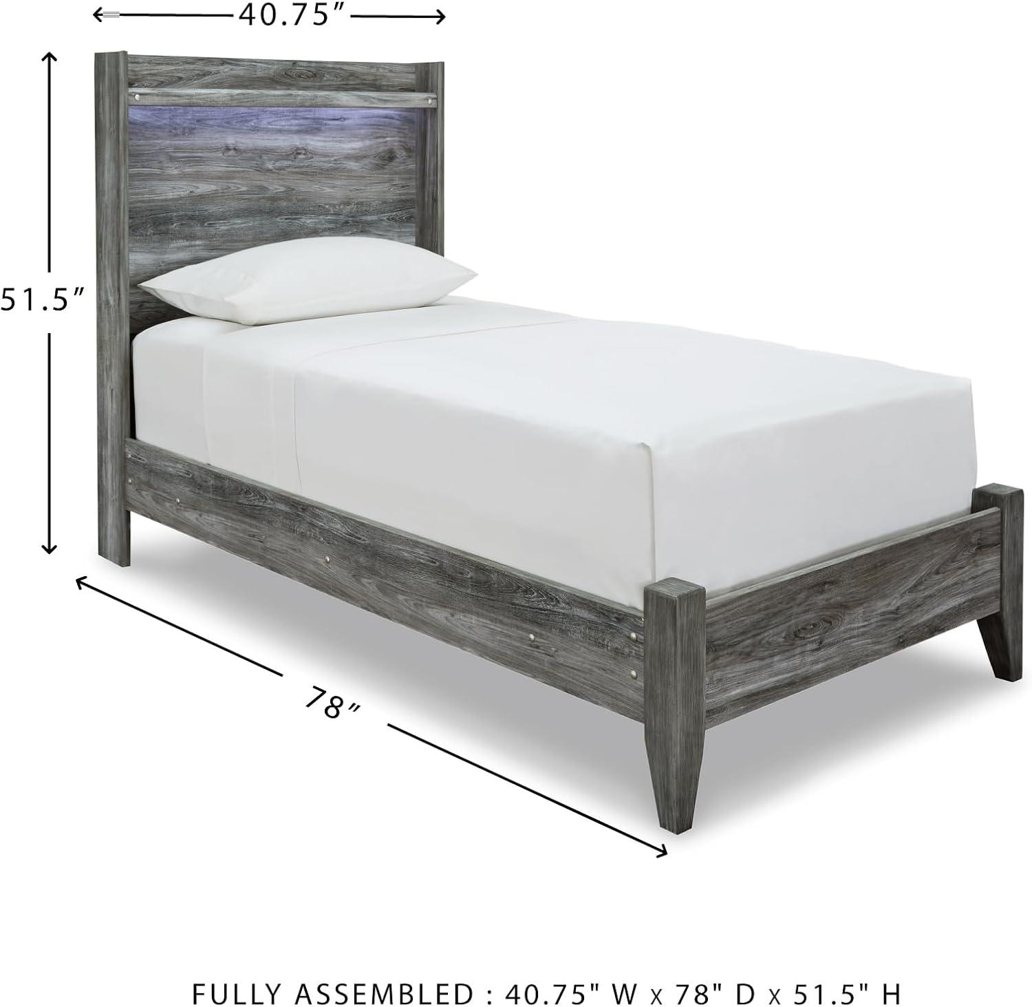 imageSignature Design by Ashley Baystorm Casual Twin Panel Bed with LED Lights Foundation or Box Spring Needed GrayGrey