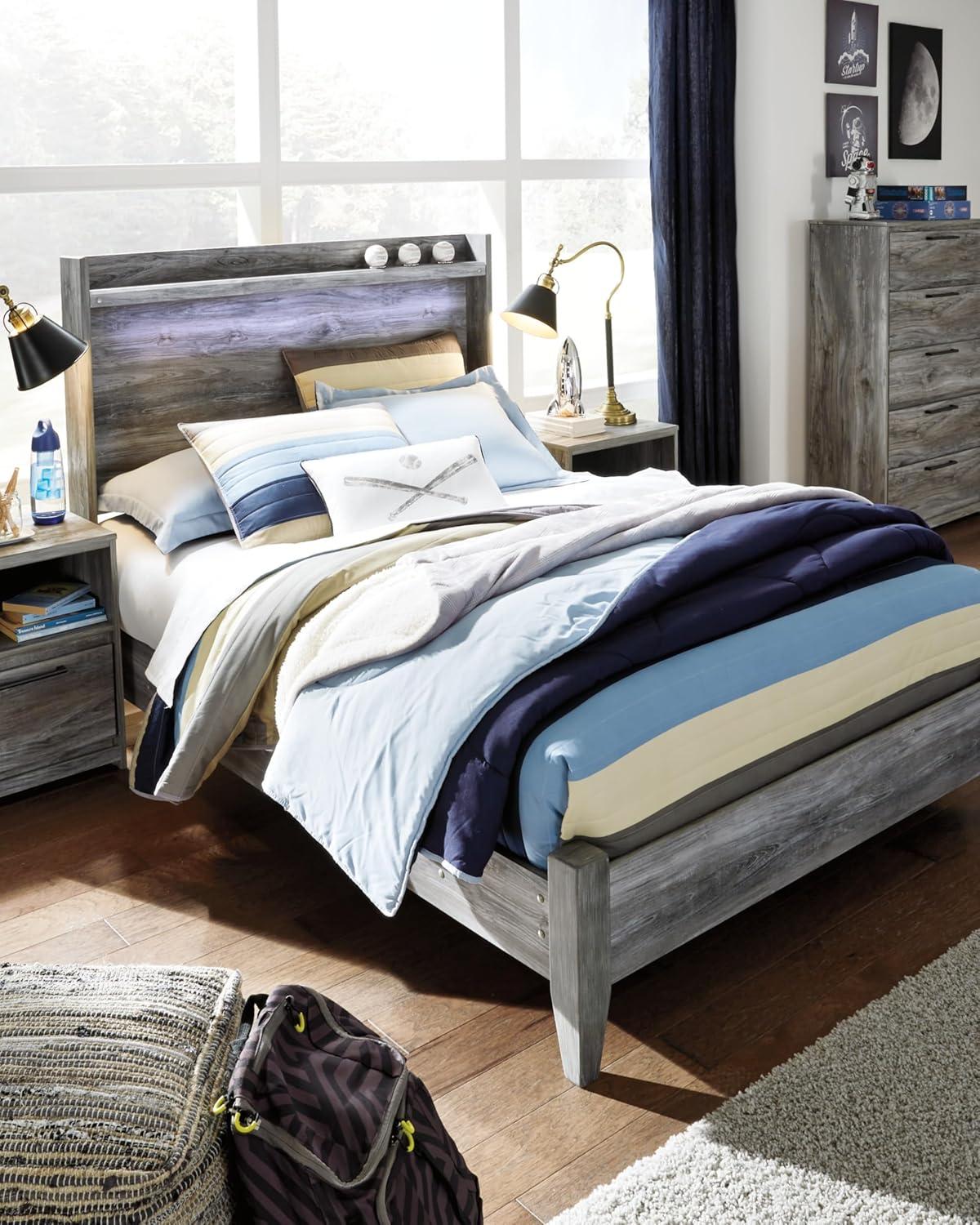 imageSignature Design by Ashley Baystorm Casual Twin Panel Bed with LED Lights Foundation or Box Spring Needed GrayGrey