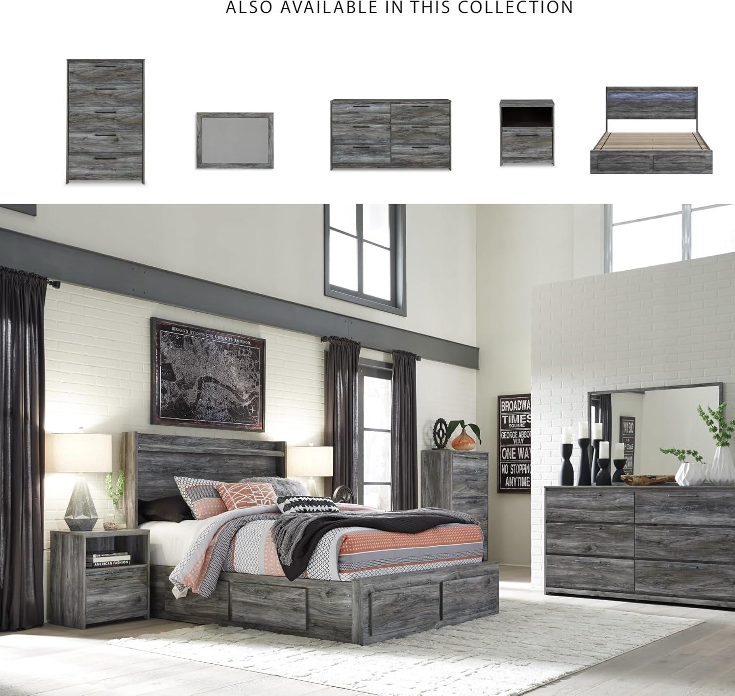 imageSignature Design by Ashley Baystorm Casual Twin Panel Bed with LED Lights Foundation or Box Spring Needed GrayGrey