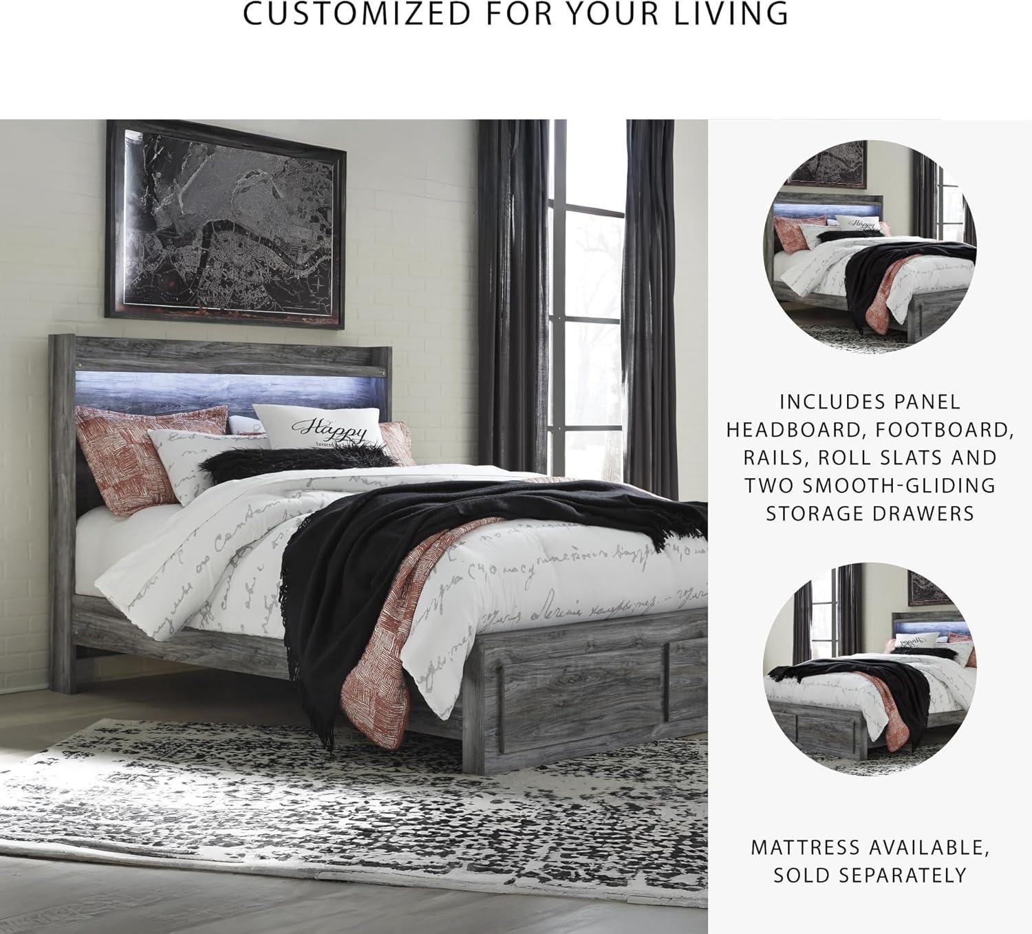 imageSignature Design by Ashley Baystorm Casual Twin Panel Bed with LED Lights Foundation or Box Spring Needed GrayGrey