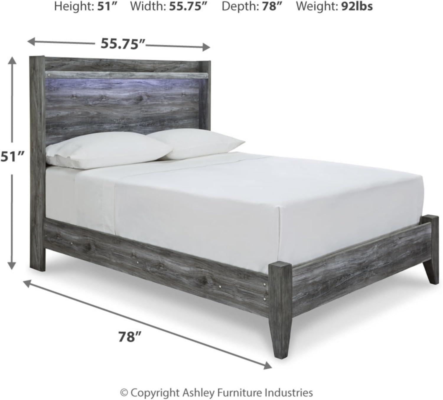 imageSignature Design by Ashley Baystorm Casual Twin Panel Bed with LED Lights Foundation or Box Spring Needed GrayGrey