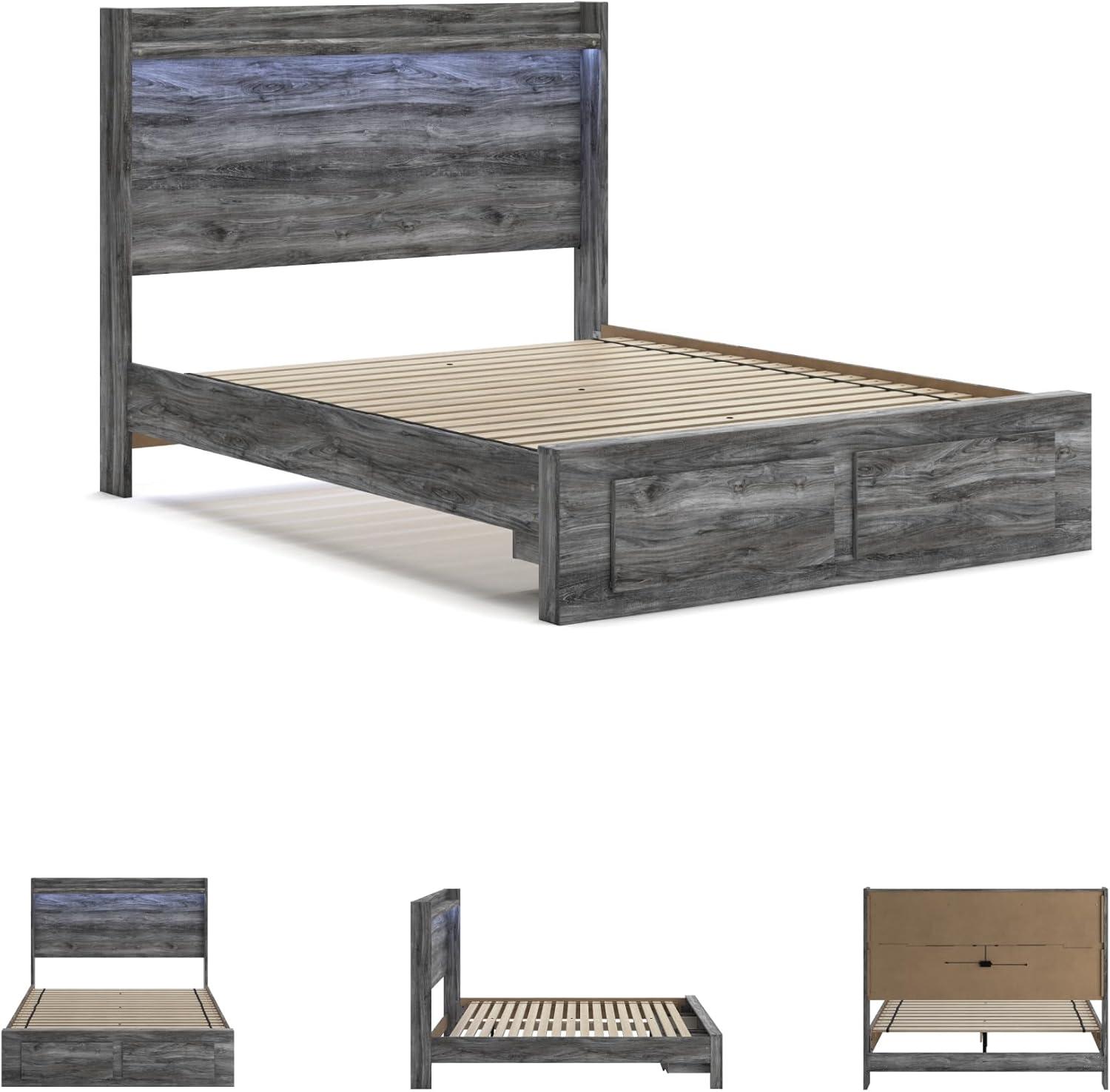 imageSignature Design by Ashley Baystorm Casual Twin Panel Bed with LED Lights Foundation or Box Spring Needed GrayGrey
