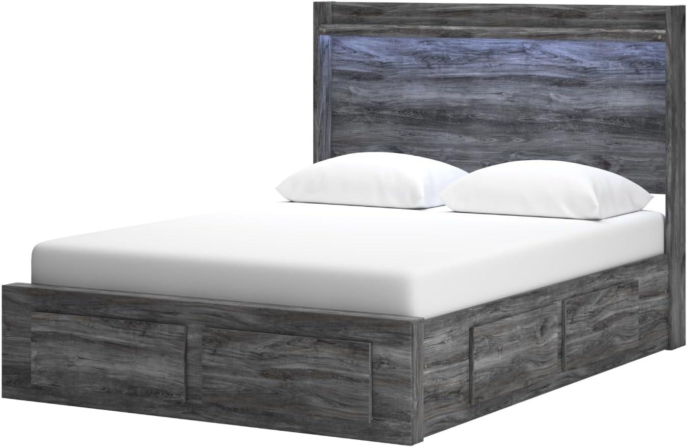 imageSignature Design by Ashley Baystorm Casual Twin Panel Bed with LED Lights Foundation or Box Spring Needed GrayGrey