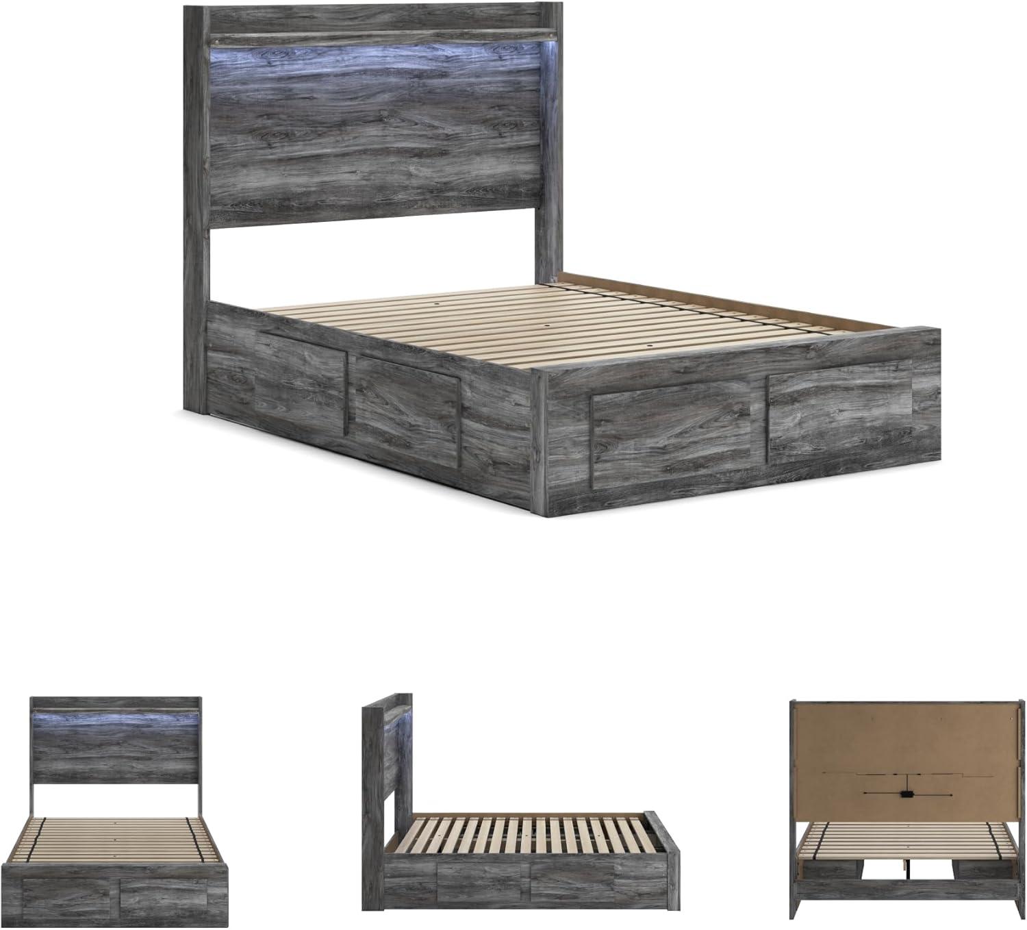 imageSignature Design by Ashley Baystorm Casual Twin Panel Bed with LED Lights Foundation or Box Spring Needed GrayGrey