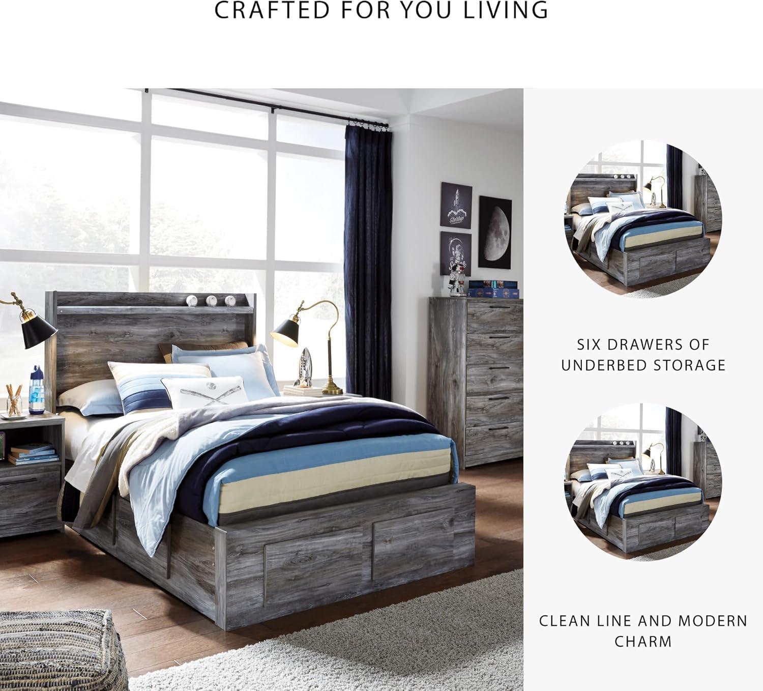 imageSignature Design by Ashley Baystorm Casual Twin Panel Bed with LED Lights Foundation or Box Spring Needed GrayGrey