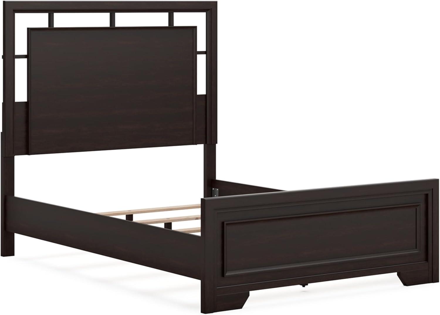 imageSignature Design by Ashley Covetown Traditional King Panel Bed Foundation or Box Spring Needed Dark BrownFull Panel Bed