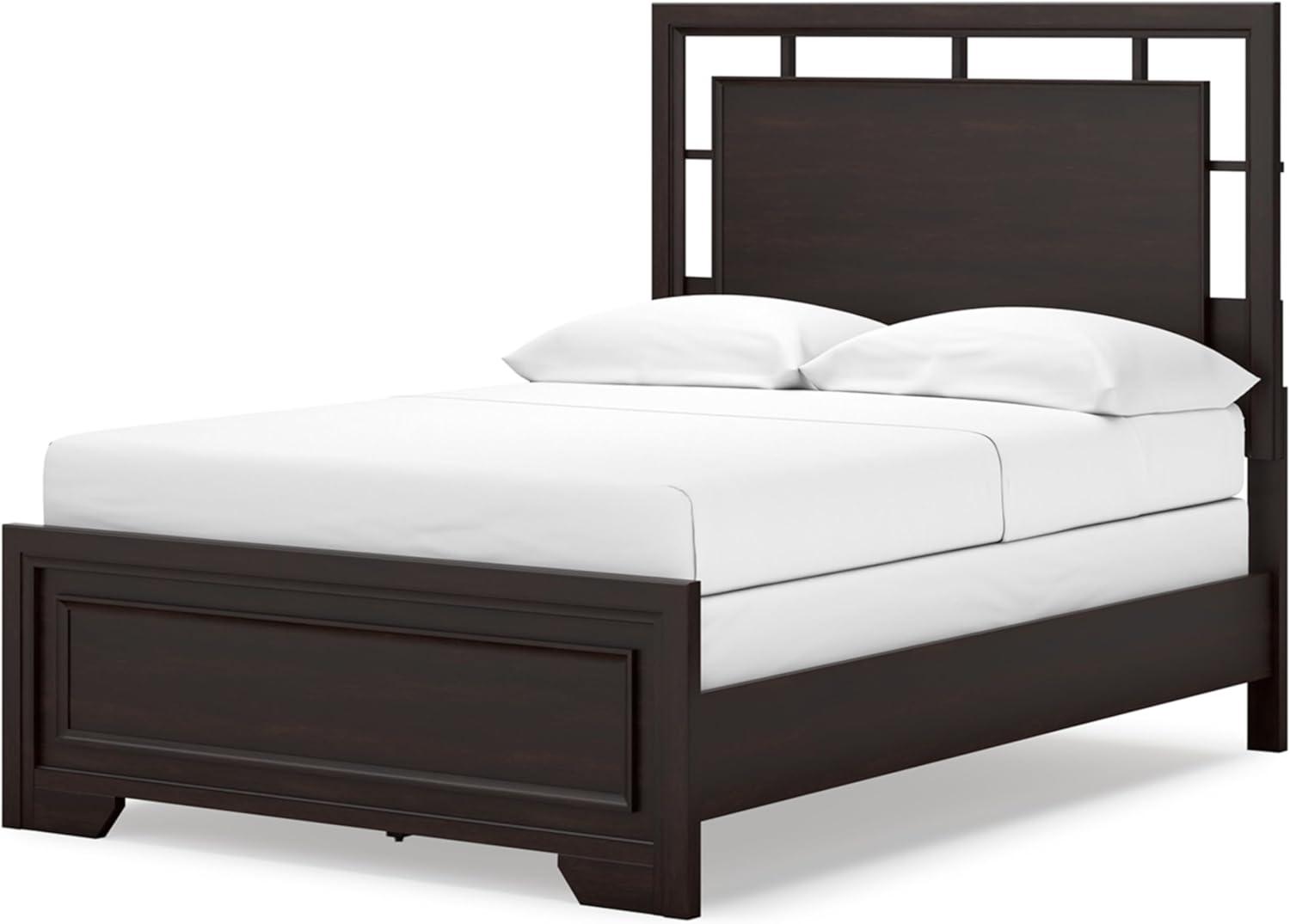 imageSignature Design by Ashley Covetown Traditional King Panel Bed Foundation or Box Spring Needed Dark BrownFull Panel Bed