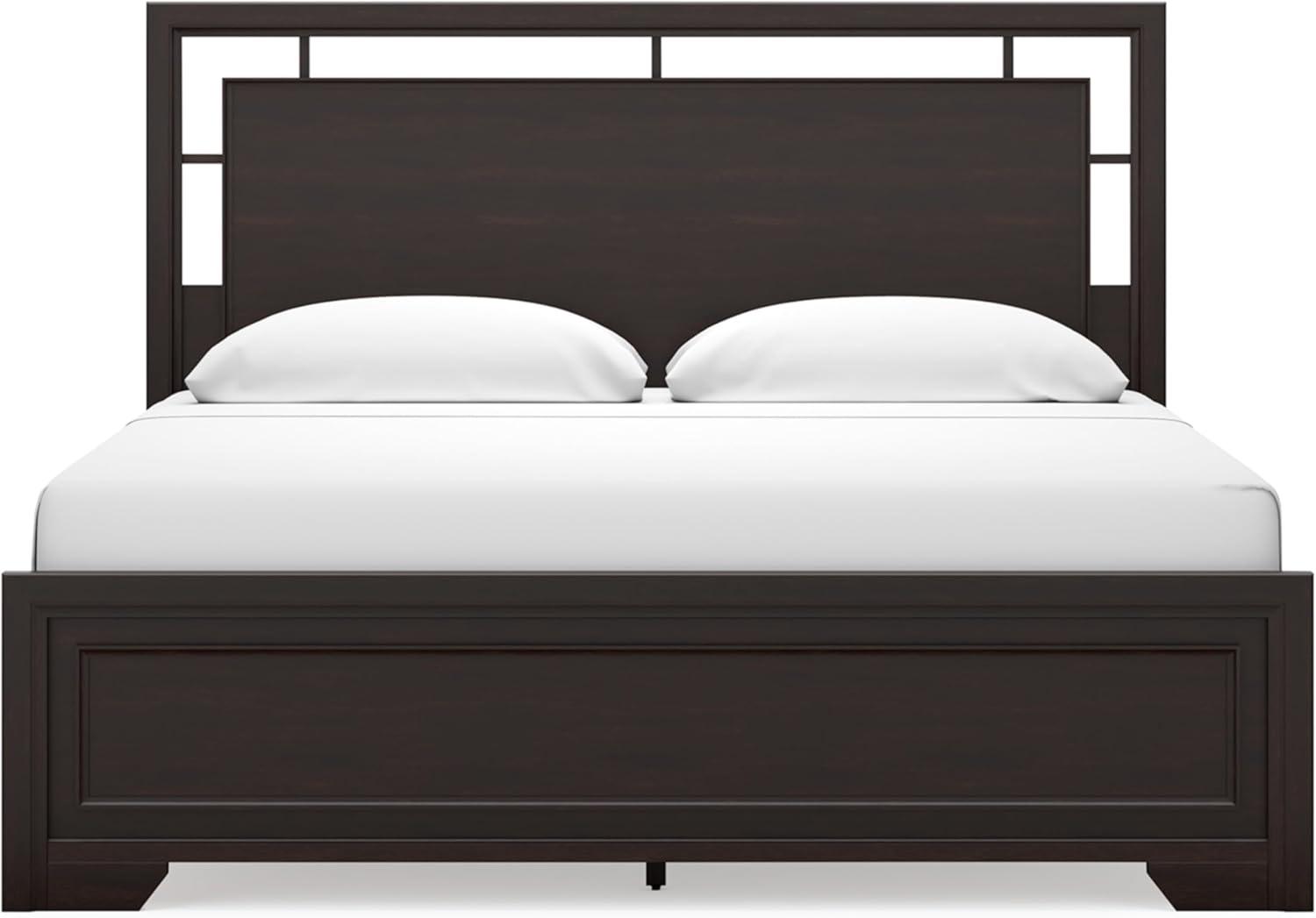 imageSignature Design by Ashley Covetown Traditional King Panel Bed Foundation or Box Spring Needed Dark BrownKing Panel Bed