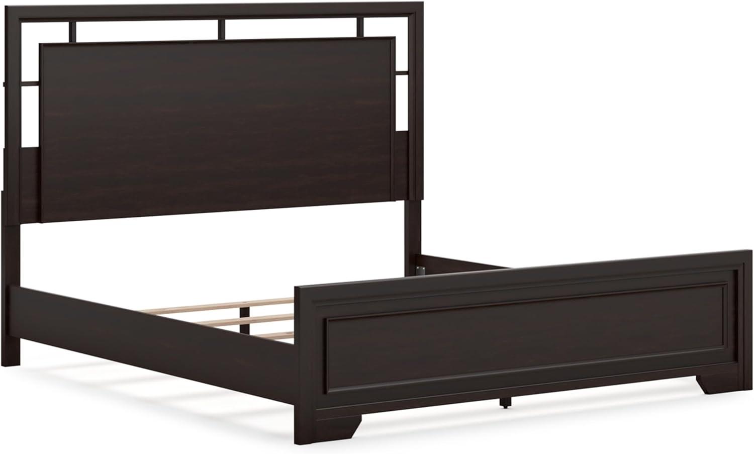 imageSignature Design by Ashley Covetown Traditional King Panel Bed Foundation or Box Spring Needed Dark BrownKing Panel Bed