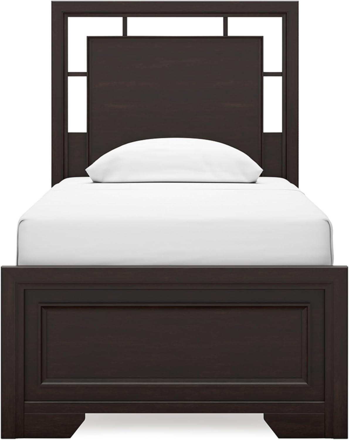imageSignature Design by Ashley Covetown Traditional King Panel Bed Foundation or Box Spring Needed Dark BrownTwin Panel Bed