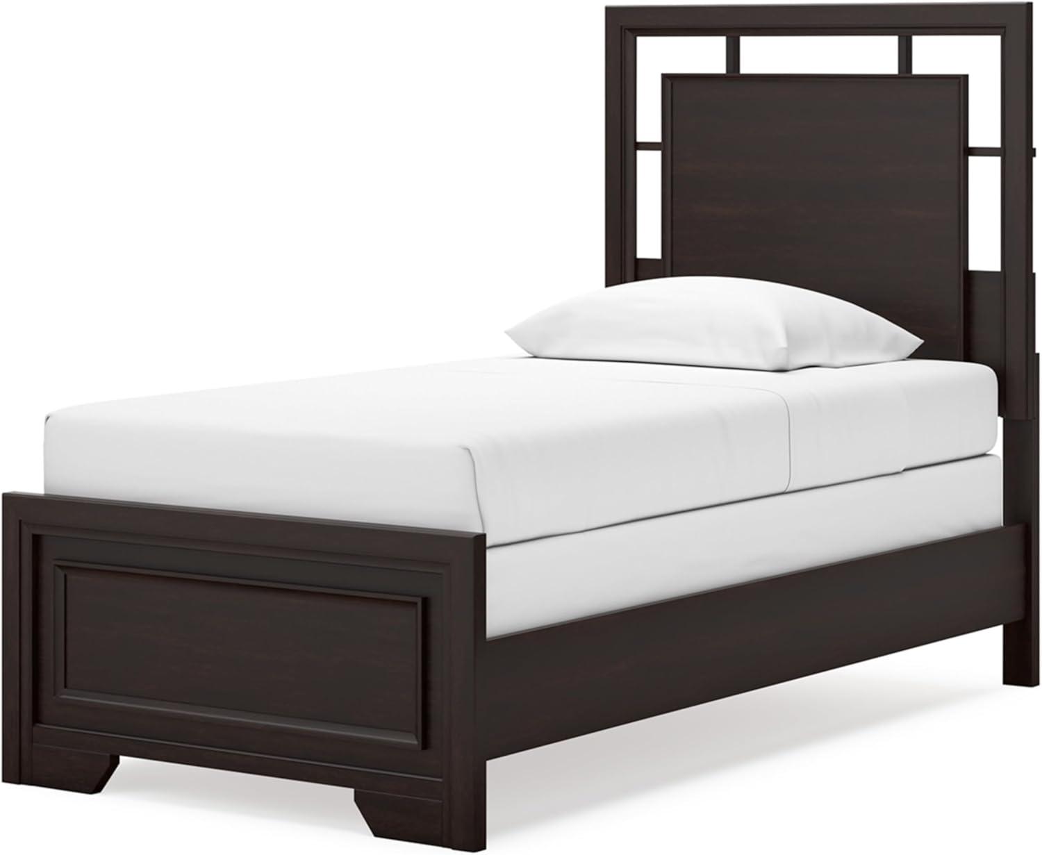 imageSignature Design by Ashley Covetown Traditional King Panel Bed Foundation or Box Spring Needed Dark BrownTwin Panel Bed