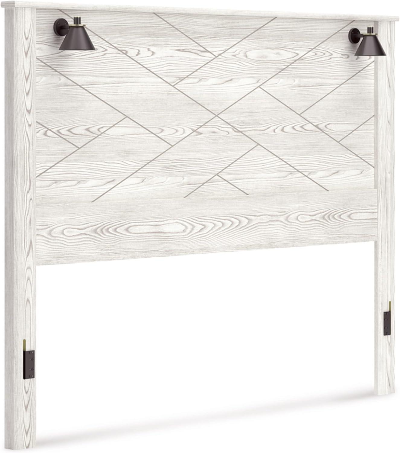imageSignature Design by Ashley Gerridan Coastal Panel Headboard with Decorative Sconce Lights ONLY King WhiteWhite
