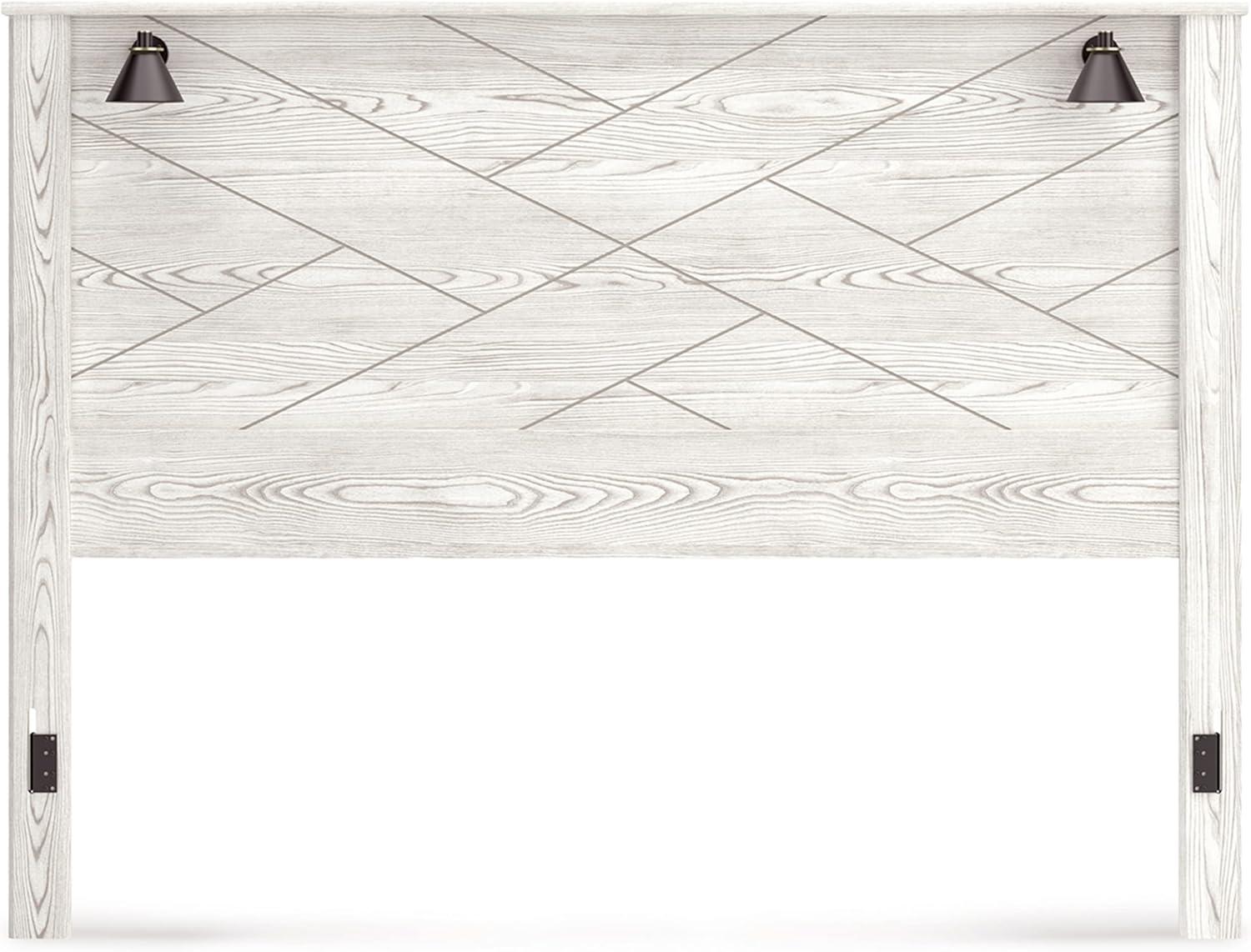 imageSignature Design by Ashley Gerridan Coastal Panel Headboard with Decorative Sconce Lights ONLY King WhiteWhite