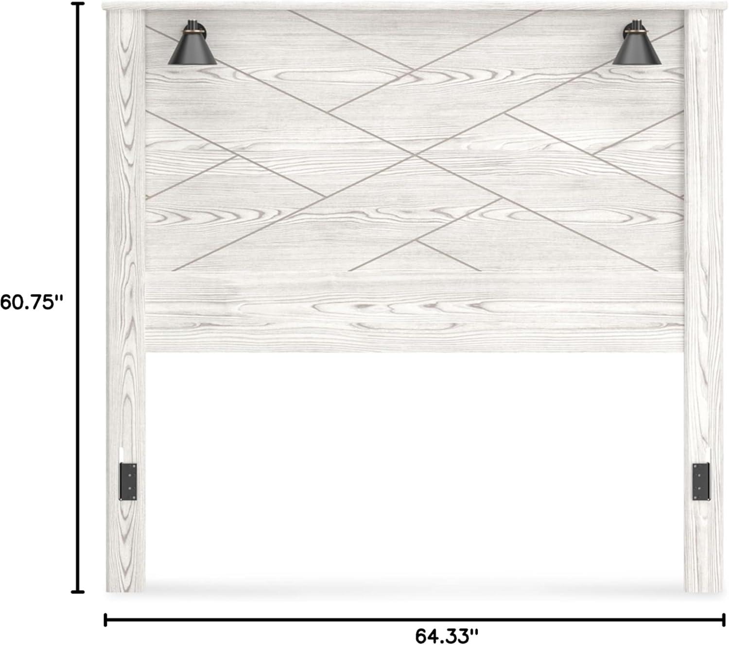 imageSignature Design by Ashley Gerridan Coastal Panel Headboard with Decorative Sconce Lights ONLY King WhiteWhite