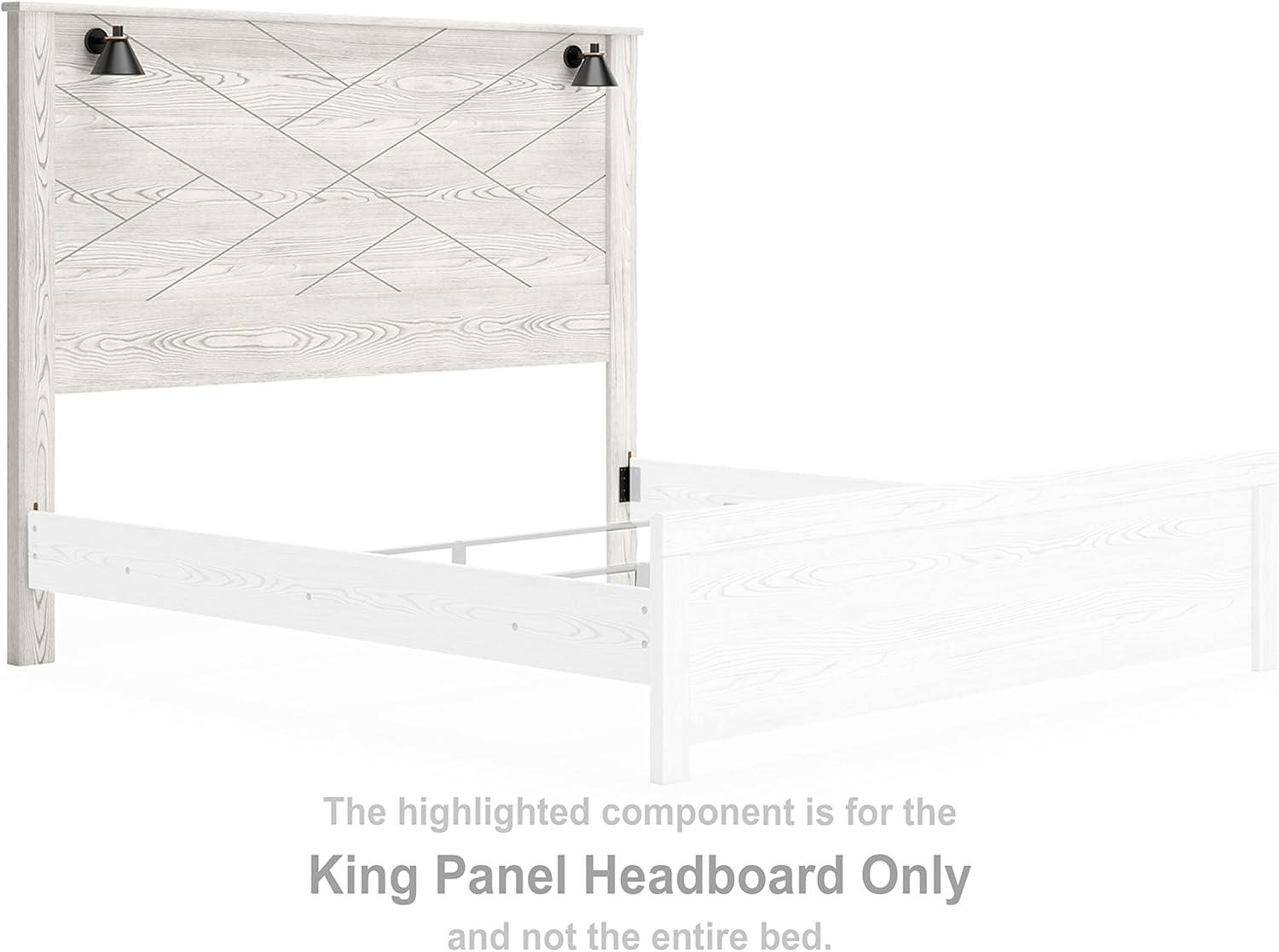 imageSignature Design by Ashley Gerridan Coastal Panel Headboard with Decorative Sconce Lights ONLY King WhiteWhite
