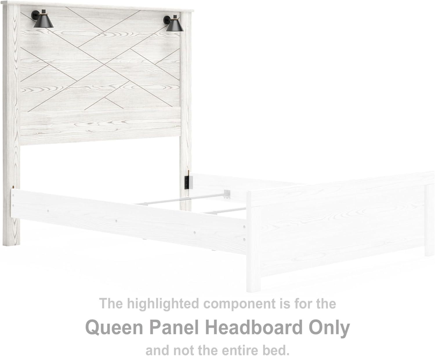 imageSignature Design by Ashley Gerridan Coastal Panel Headboard with Decorative Sconce Lights ONLY King WhiteWhite