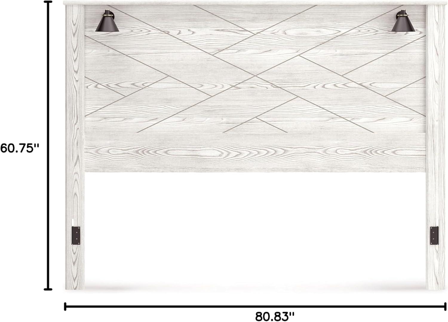 imageSignature Design by Ashley Gerridan Coastal Panel Headboard with Decorative Sconce Lights ONLY King WhiteWhite