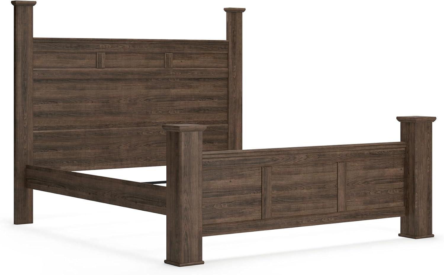 imageSignature Design by Ashley Juararo Rustic Poster Headboard ONLY KingCalifornia Weathered BrownKing