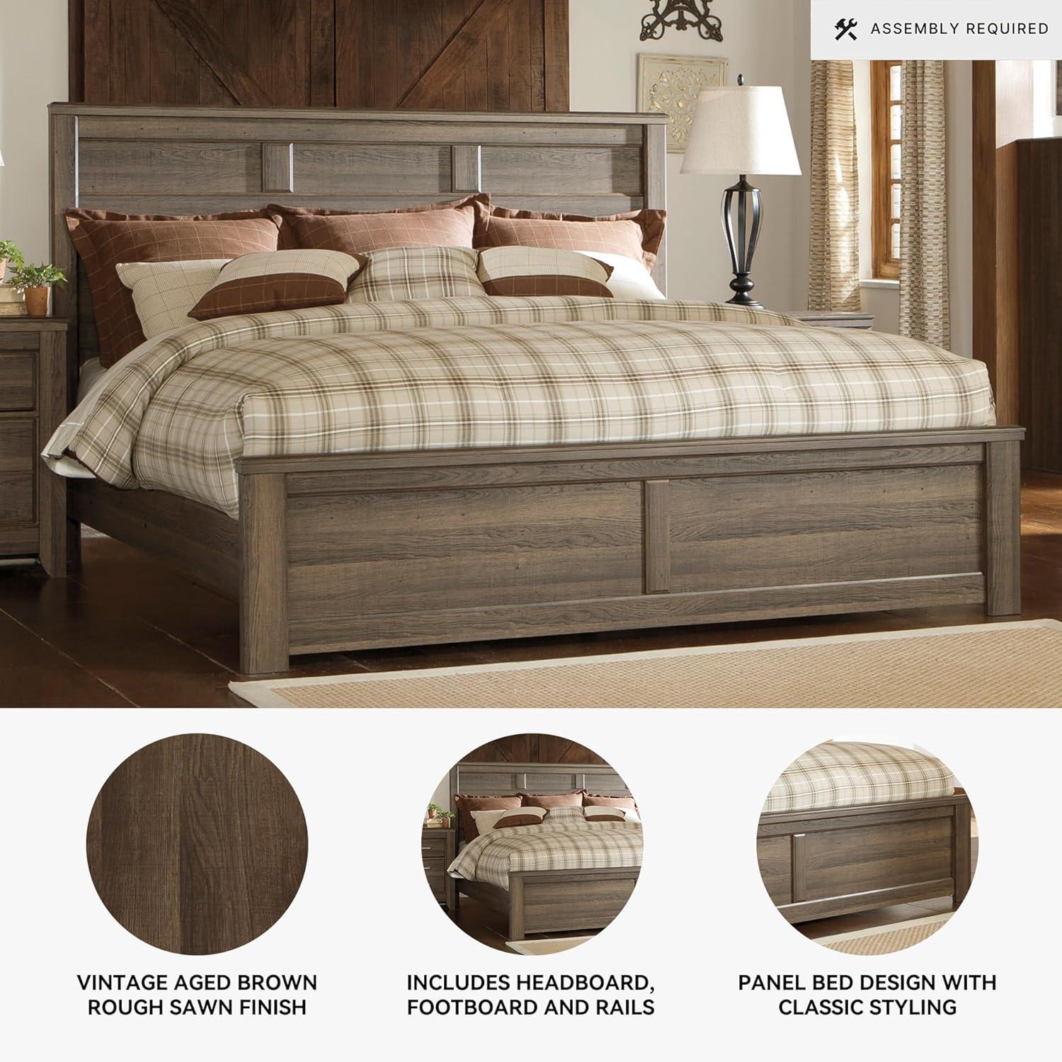 imageSignature Design by Ashley Juararo Rustic Poster Headboard ONLY KingCalifornia Weathered BrownKing
