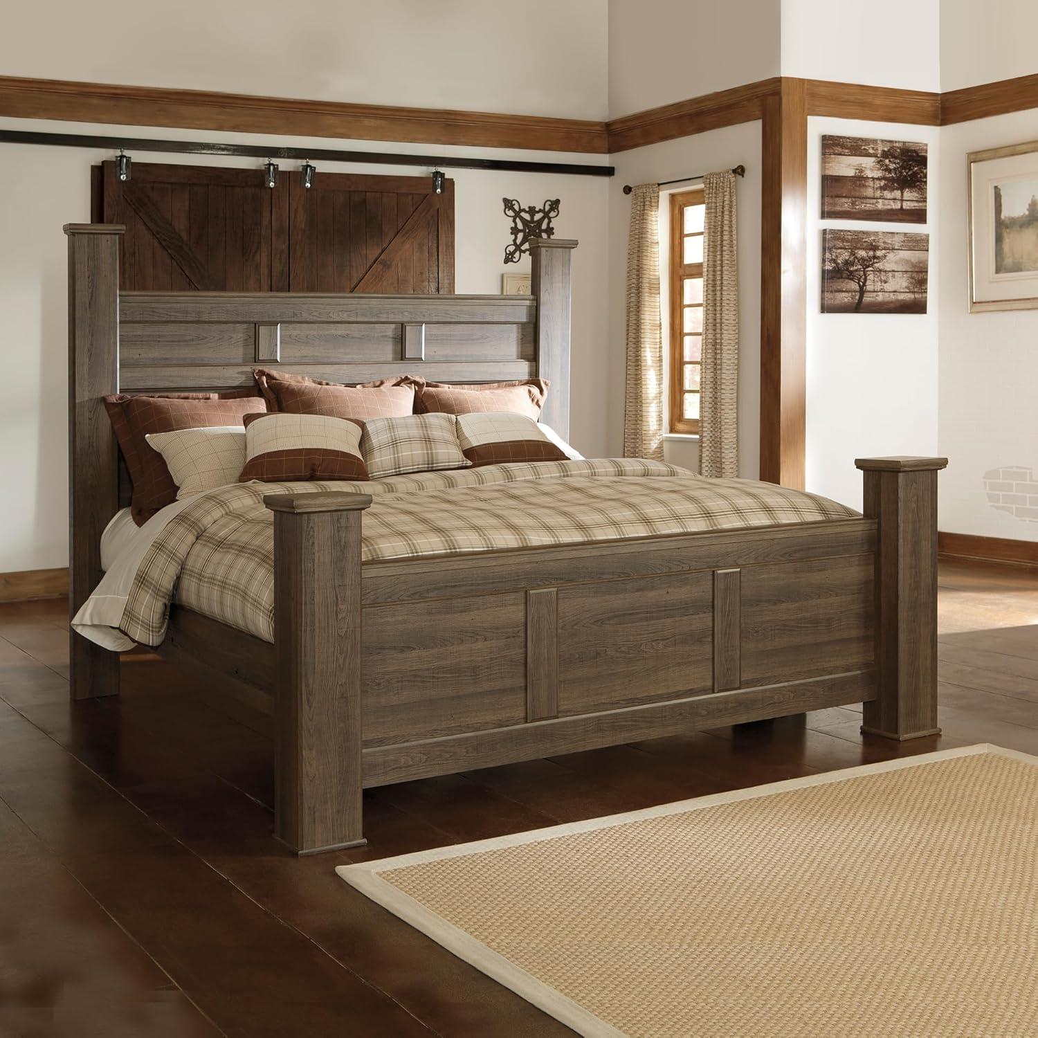 imageSignature Design by Ashley Juararo Rustic Poster Headboard ONLY KingCalifornia Weathered BrownKing