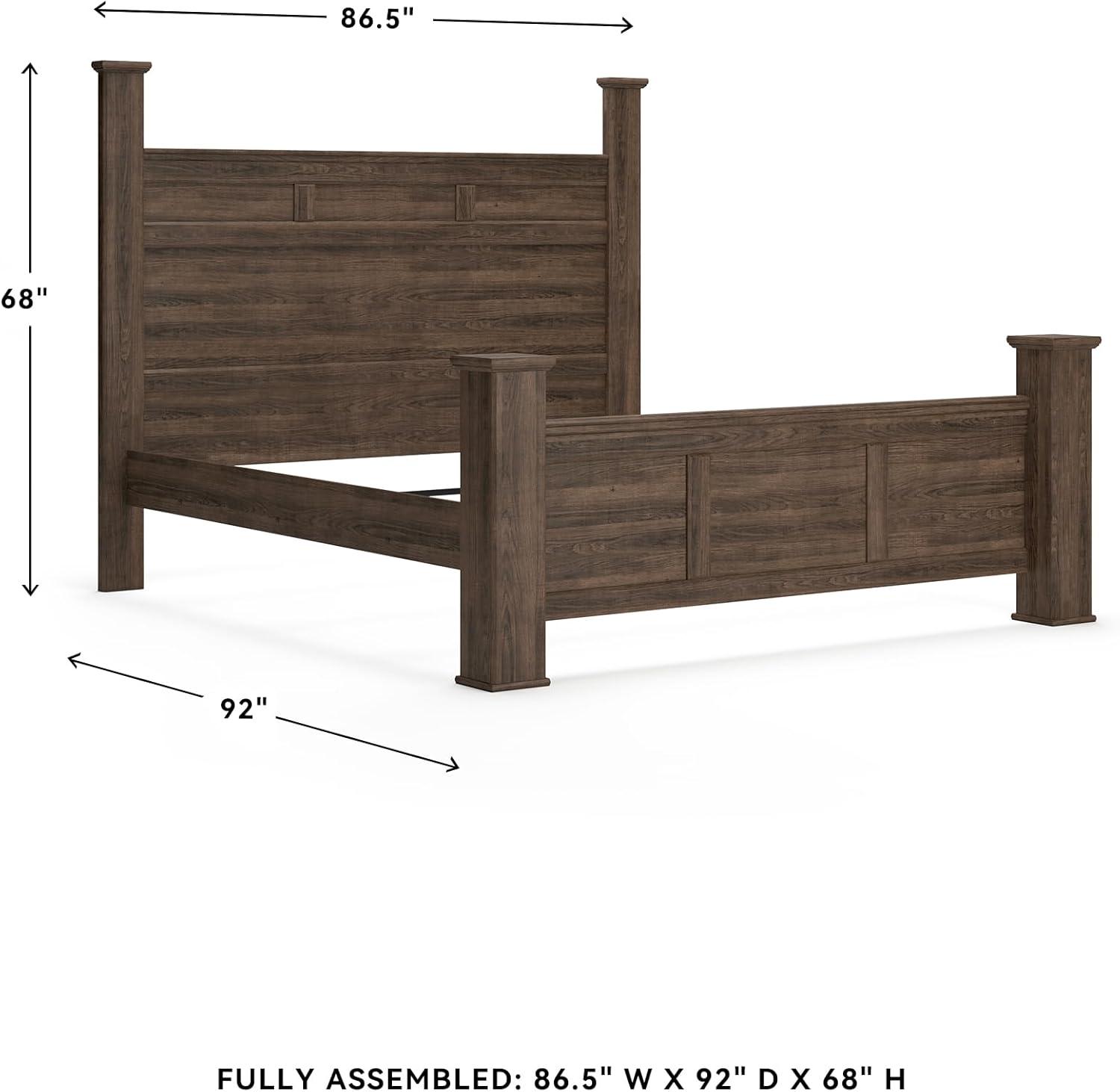 imageSignature Design by Ashley Juararo Rustic Poster Headboard ONLY KingCalifornia Weathered BrownKing