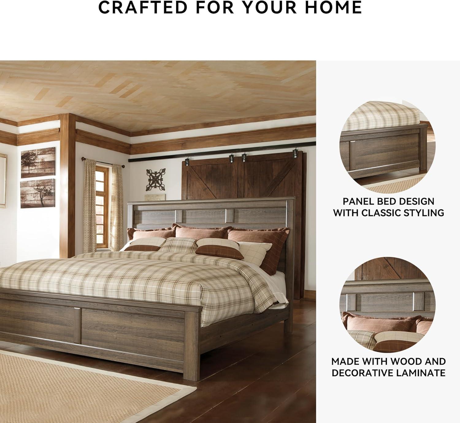 imageSignature Design by Ashley Juararo Rustic Poster Headboard ONLY KingCalifornia Weathered BrownKing