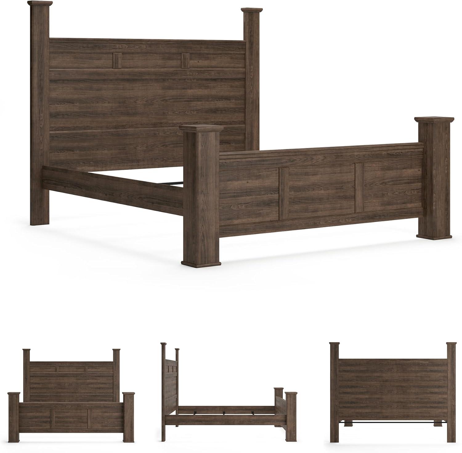 imageSignature Design by Ashley Juararo Rustic Poster Headboard ONLY KingCalifornia Weathered BrownKing