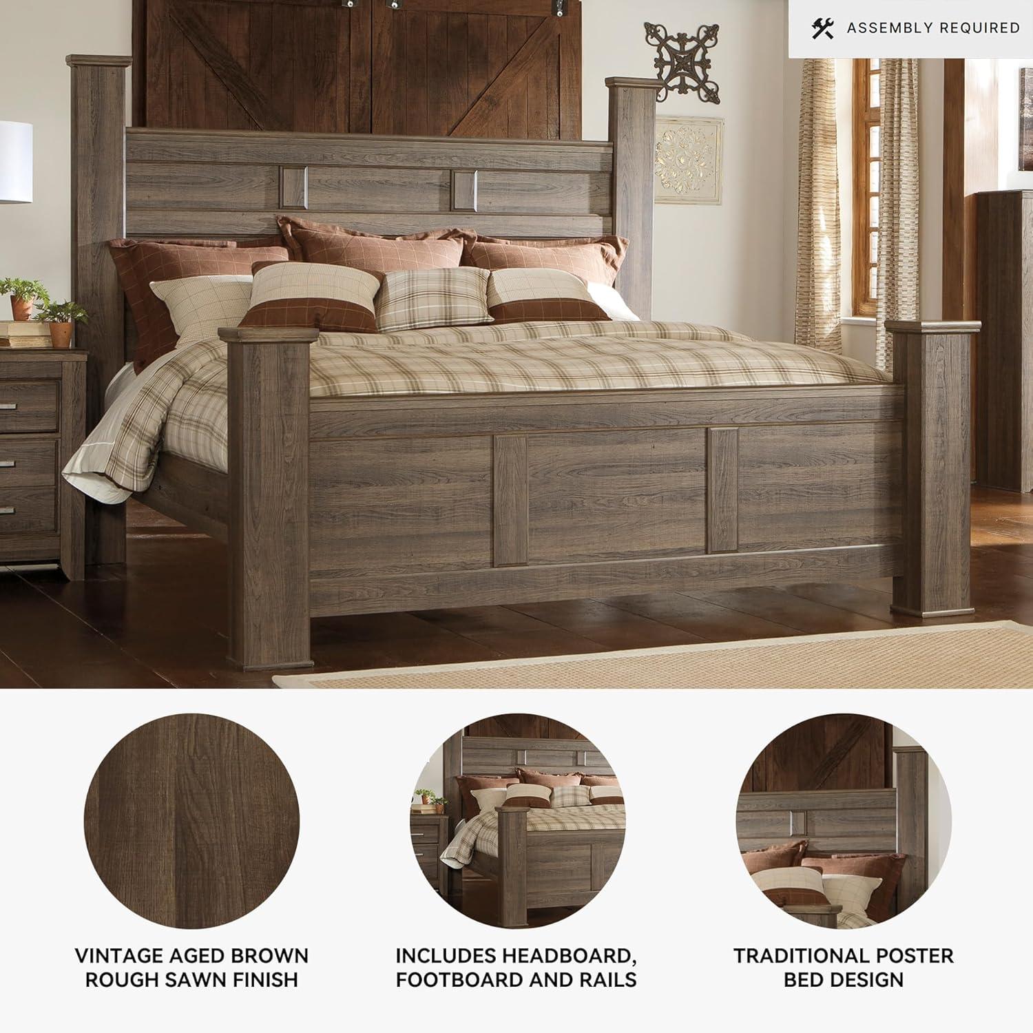 imageSignature Design by Ashley Juararo Rustic Poster Headboard ONLY KingCalifornia Weathered BrownKing