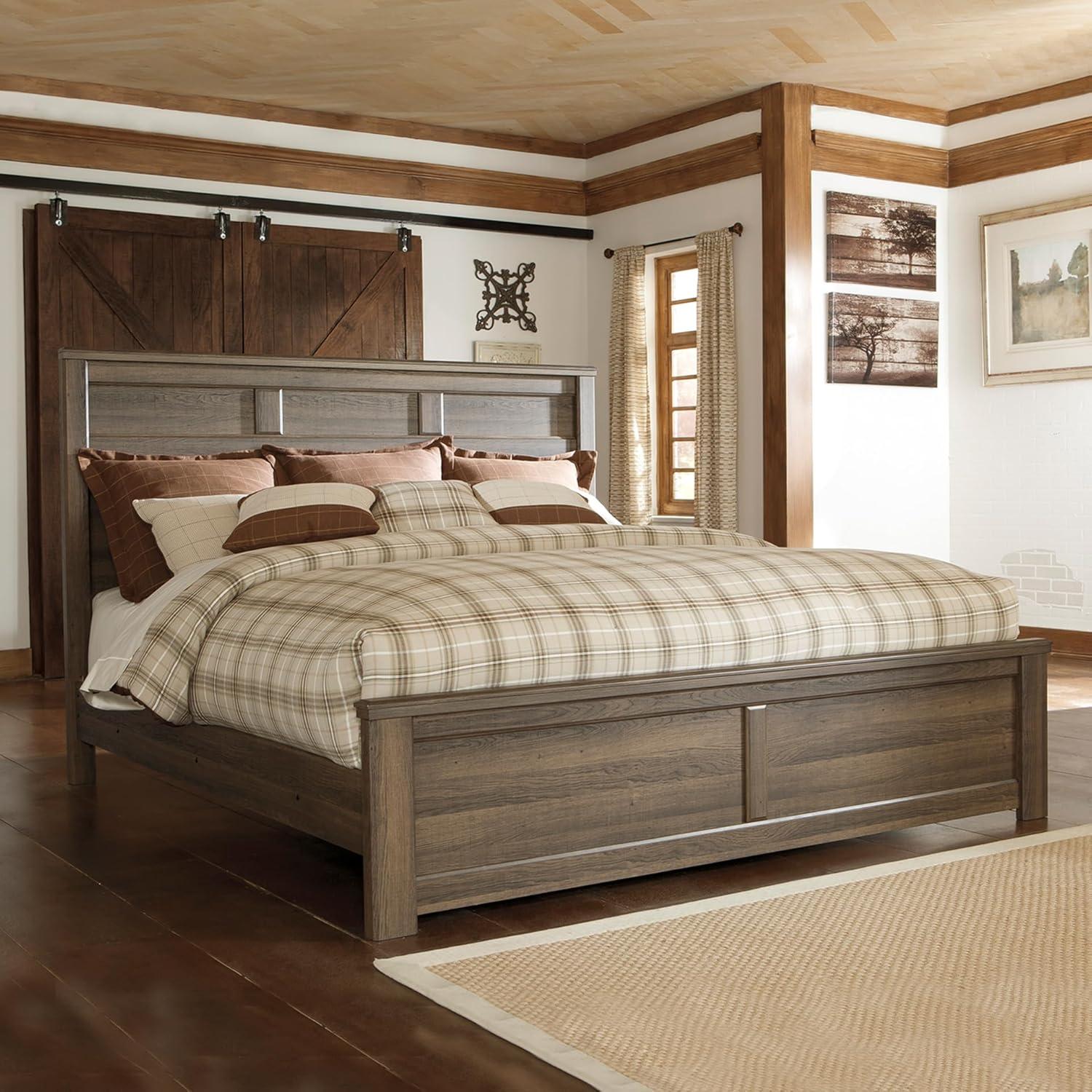 imageSignature Design by Ashley Juararo Rustic Poster Headboard ONLY KingCalifornia Weathered BrownKing