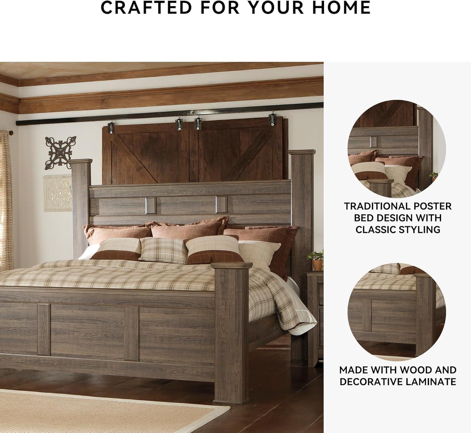 imageSignature Design by Ashley Juararo Rustic Poster Headboard ONLY KingCalifornia Weathered BrownKing