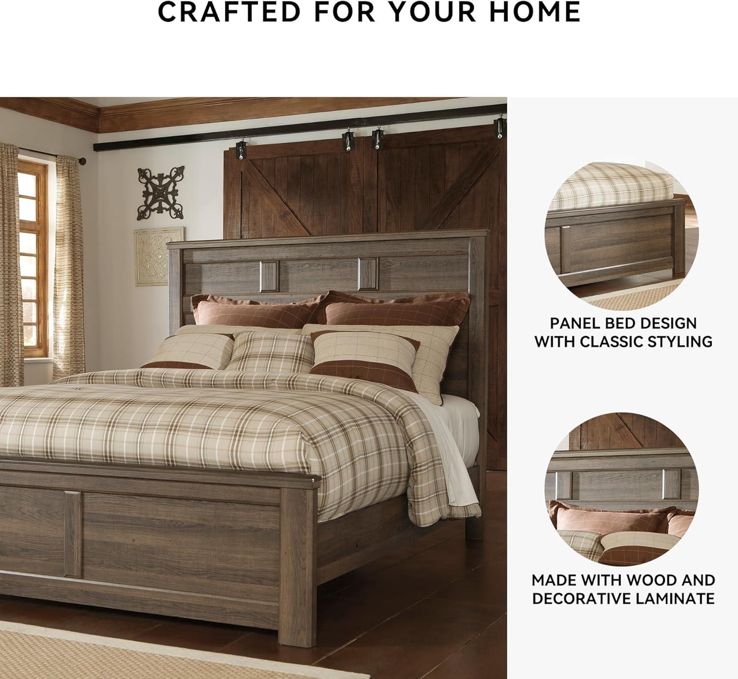 imageSignature Design by Ashley Juararo Rustic Poster Headboard ONLY KingCalifornia Weathered BrownQueen