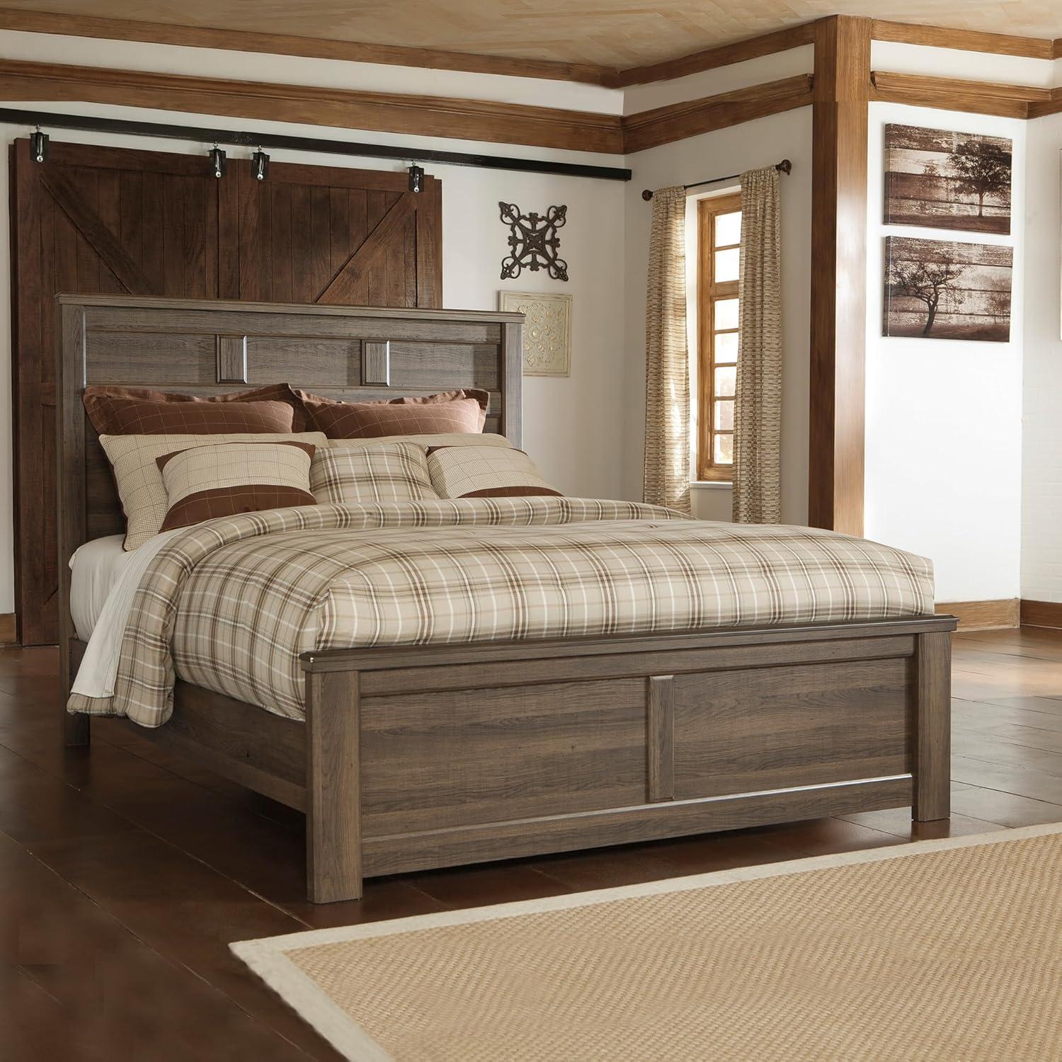 imageSignature Design by Ashley Juararo Rustic Poster Headboard ONLY KingCalifornia Weathered BrownQueen