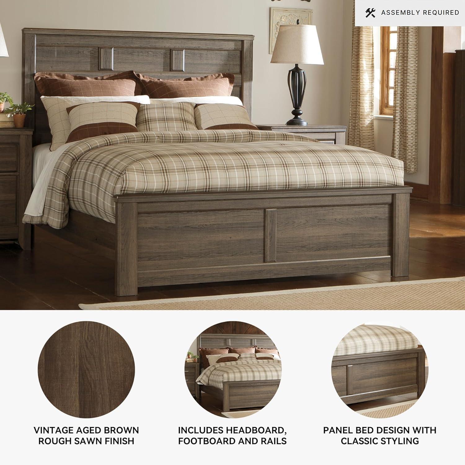 imageSignature Design by Ashley Juararo Rustic Poster Headboard ONLY KingCalifornia Weathered BrownQueen