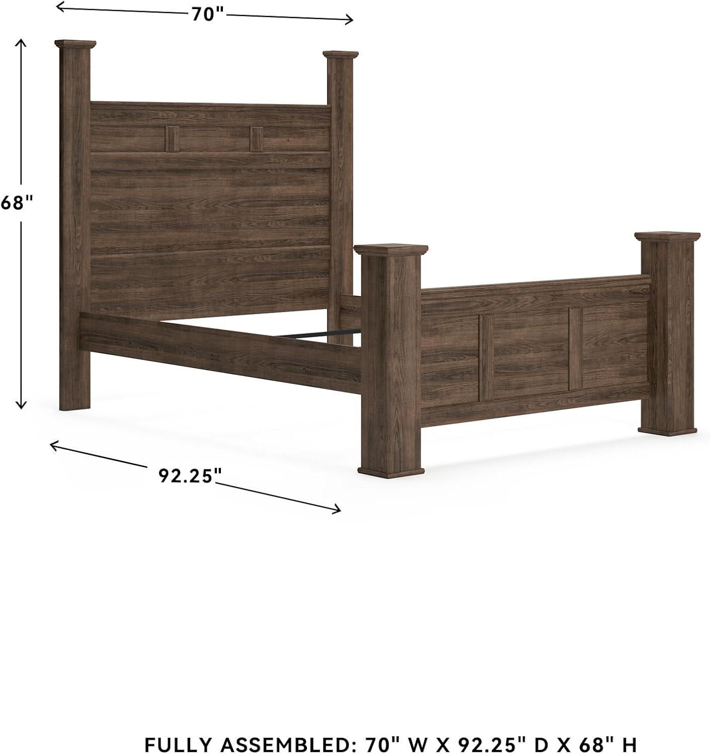 imageSignature Design by Ashley Juararo Rustic Poster Headboard ONLY KingCalifornia Weathered BrownQueen