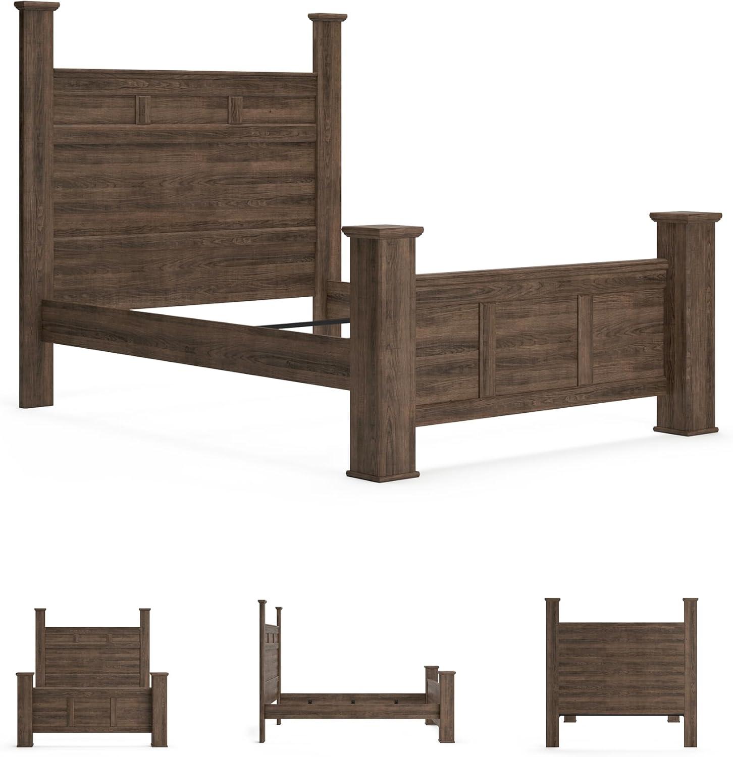 imageSignature Design by Ashley Juararo Rustic Poster Headboard ONLY KingCalifornia Weathered BrownQueen