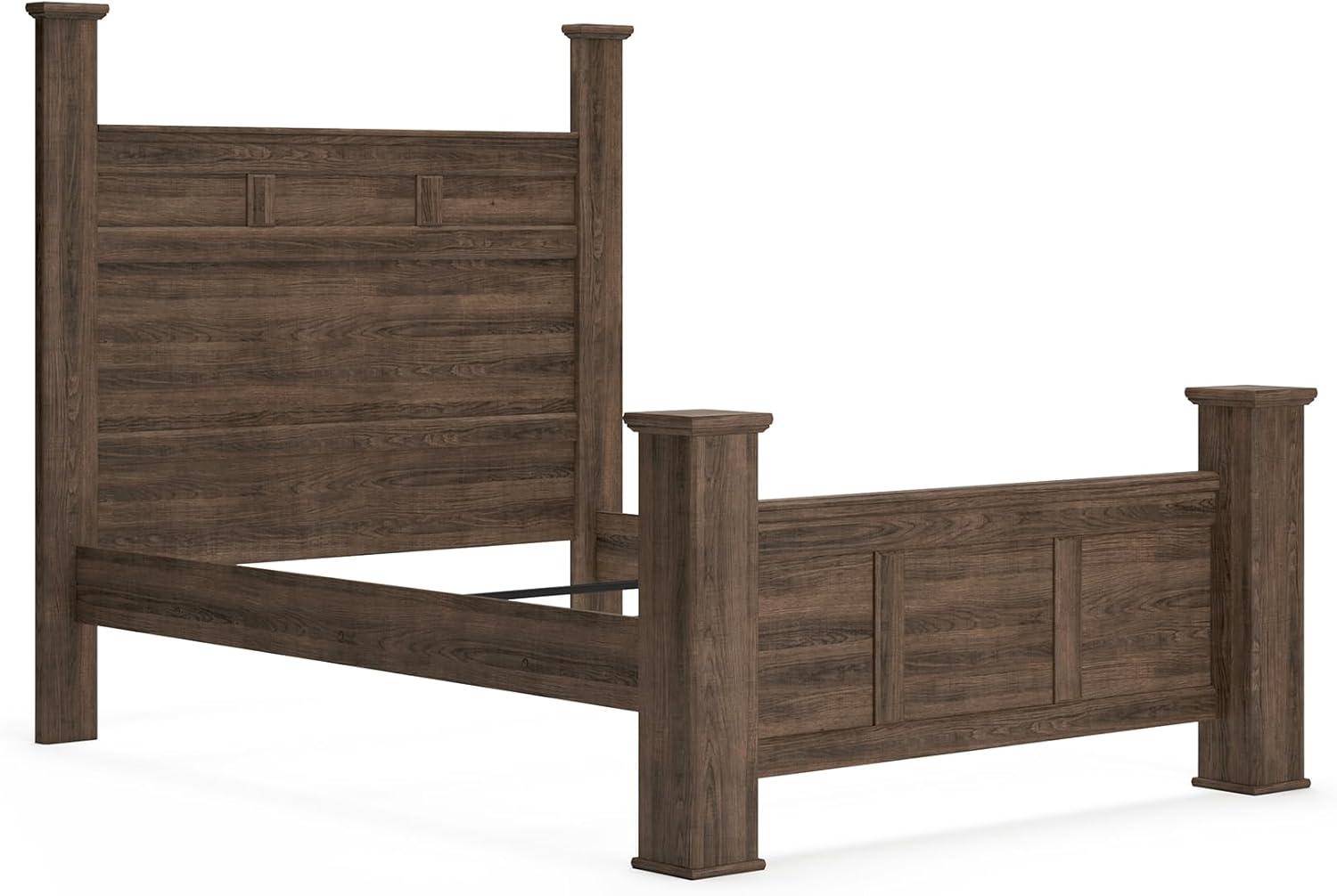 imageSignature Design by Ashley Juararo Rustic Poster Headboard ONLY KingCalifornia Weathered BrownQueen