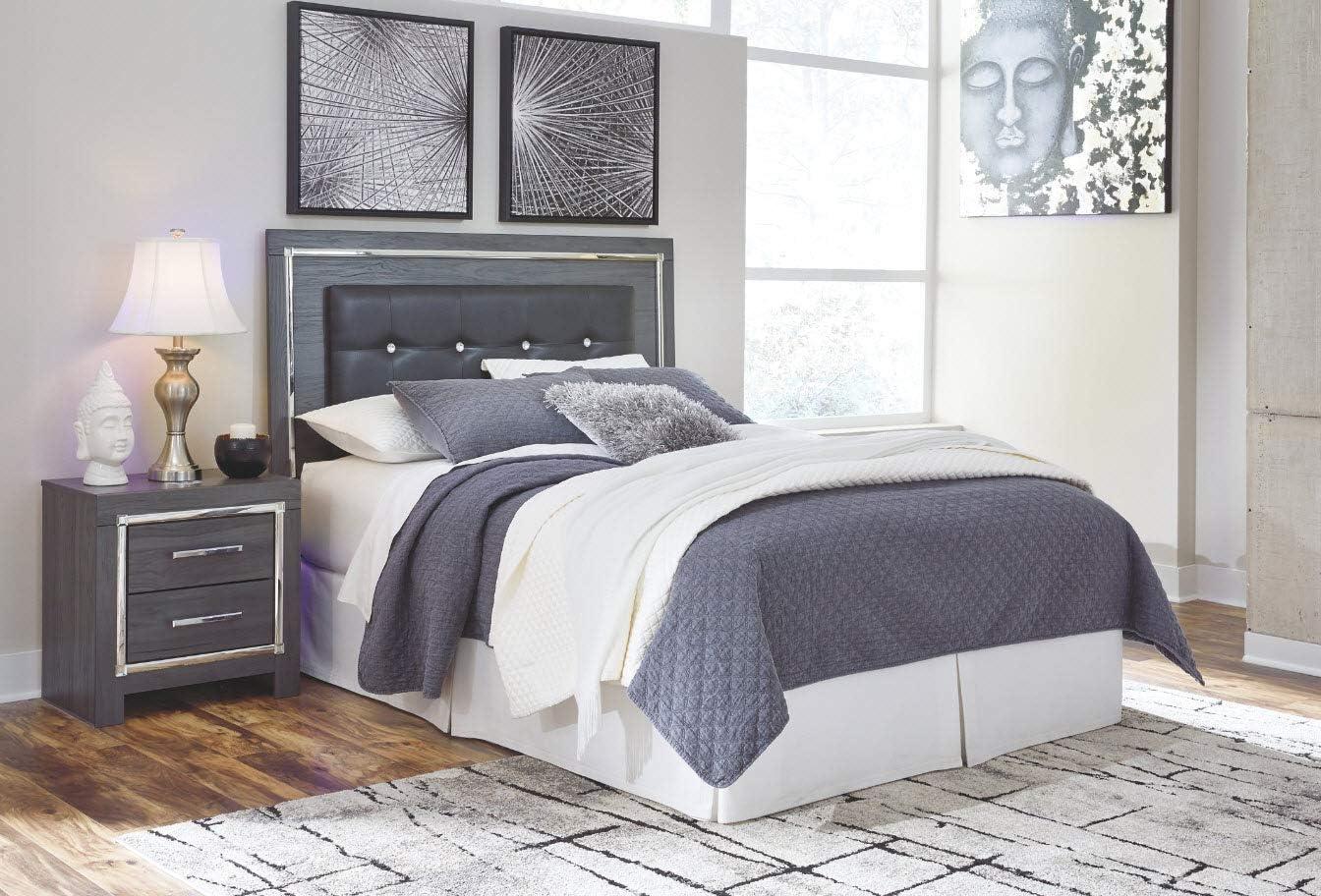 imageSignature Design by Ashley Lodanna Modern Glam Faux Leather Upholstered LED Panel Headboard ONLY Queen GrayGray