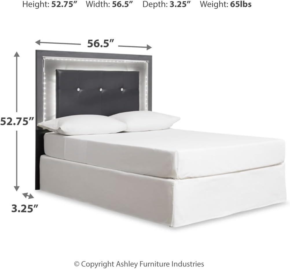 imageSignature Design by Ashley Lodanna Modern Glam Faux Leather Upholstered LED Panel Headboard ONLY Queen GrayGray