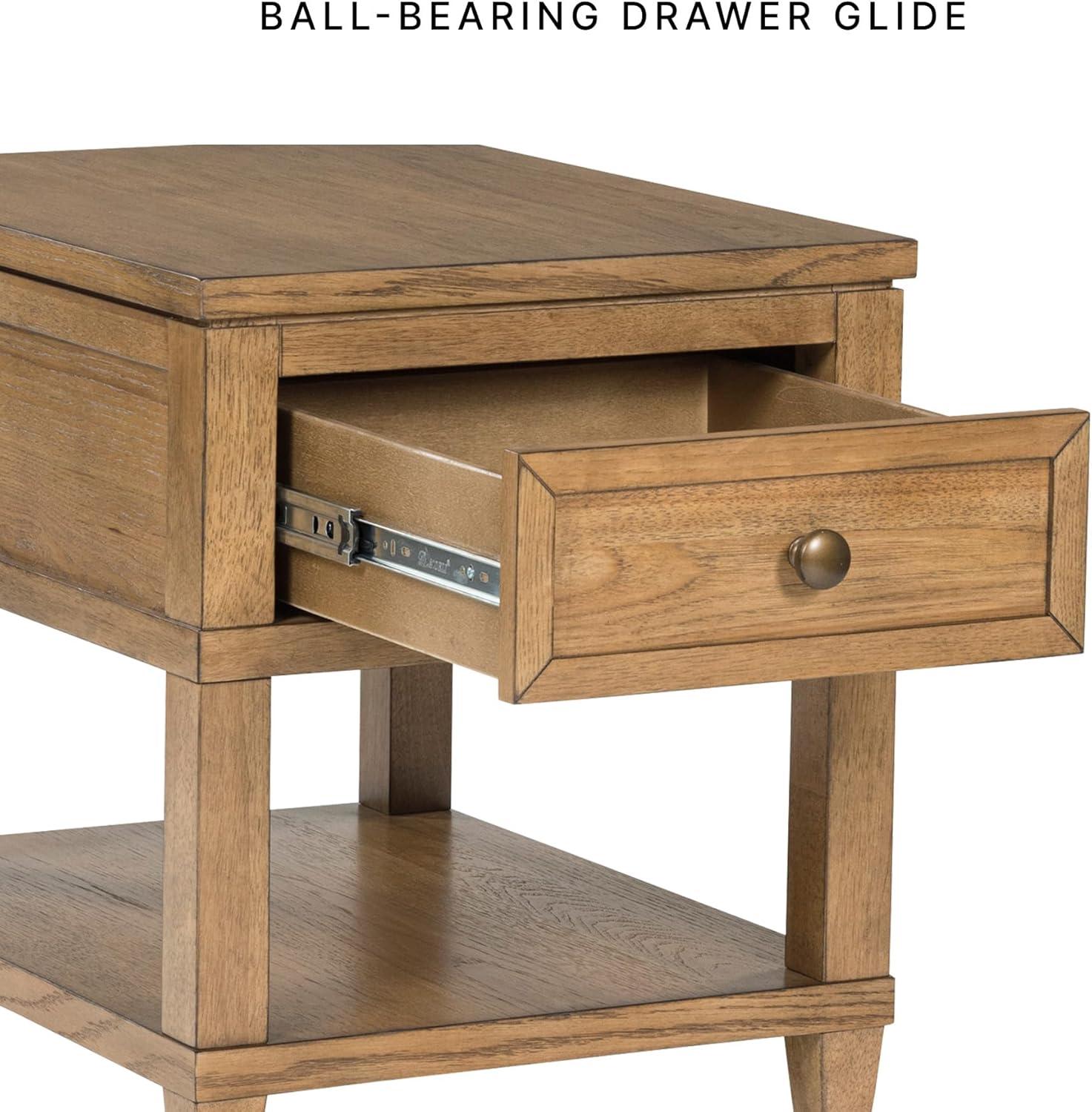 imageSignature Design by Ashley Wildenauer Casual Rectangular End Table with Lower Shelf and USB Charging Storage Drawer Wood 2413 High Light Brown amp BlackLight Brown